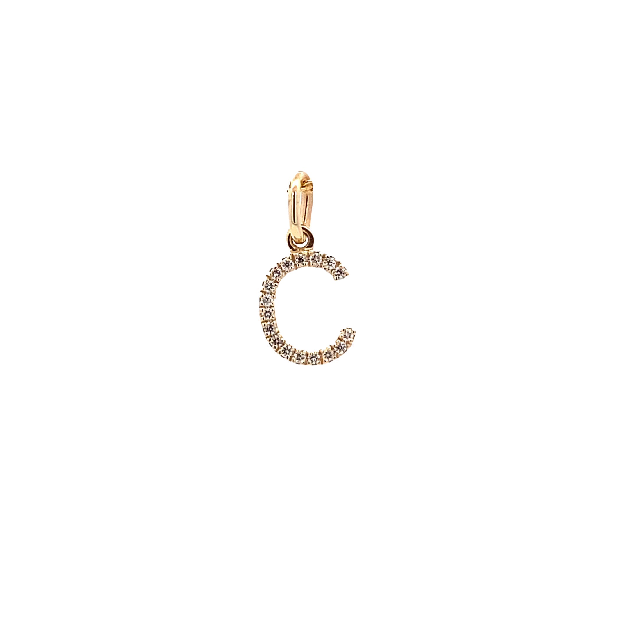 14K Gold Initial Diamond Pendant C(0.06ct) - dagatchi.com