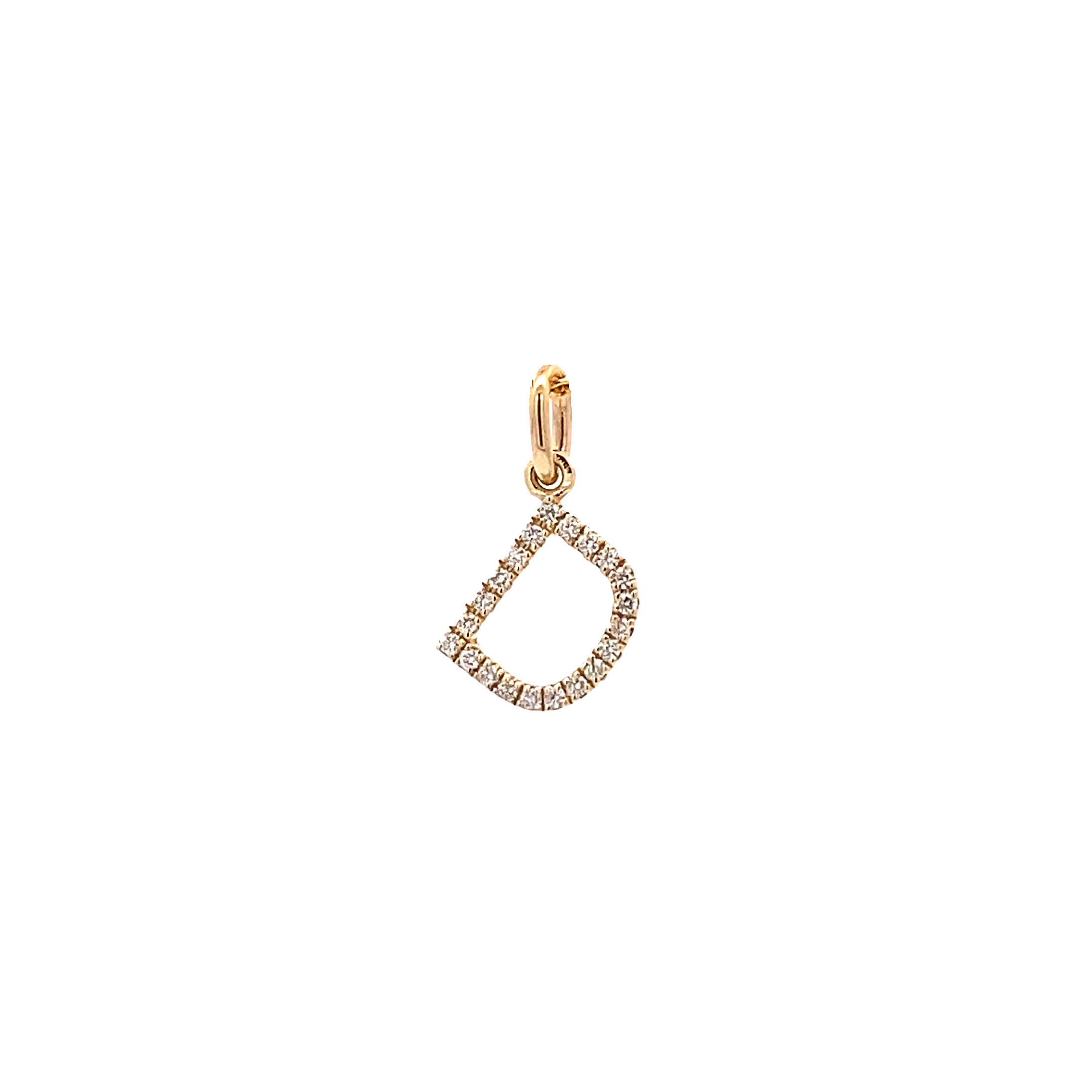 14K Gold Initial Diamond Pendant D(0.08ct) - dagatchi.com