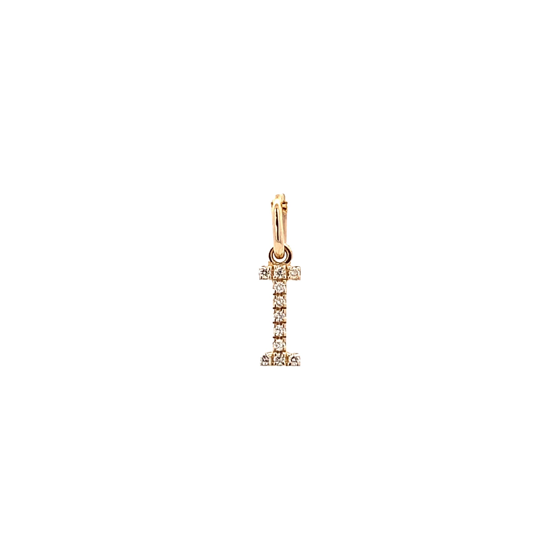 14K Gold Initial Diamond Pendant I(0.04ct) - dagatchi.com