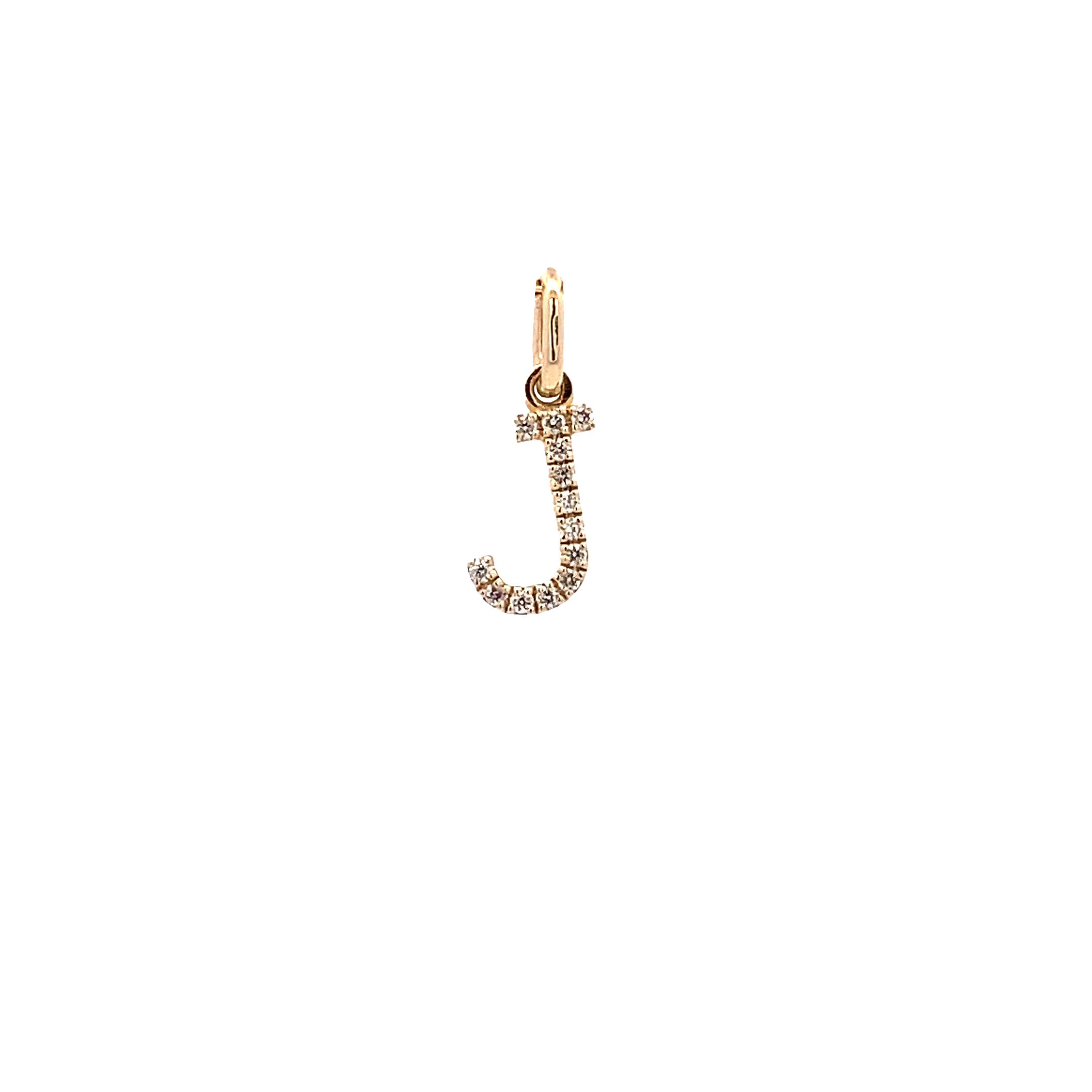 14K Gold Initial Diamond Pendant J(0.05ct) - dagatchi.com