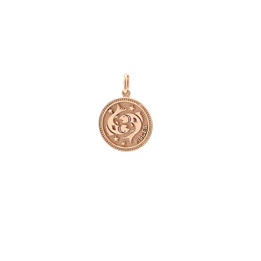 14K Gold 13mm Zodiac Sign Pisces Pendant - dagatchi.com