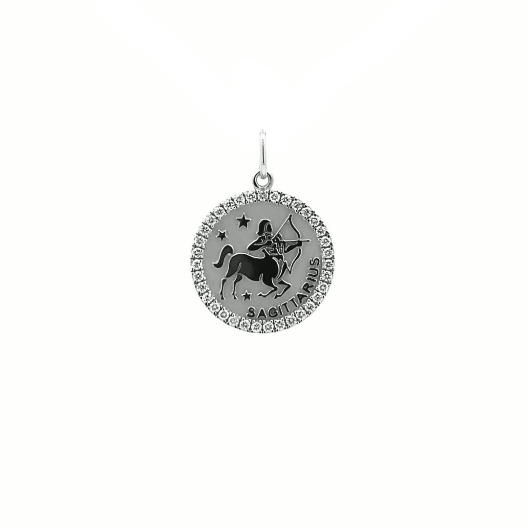 14K Gold 18mm Zodiac Sign Sagittarius  Diamond  Pendants(0.45ct) - dagatchi.com