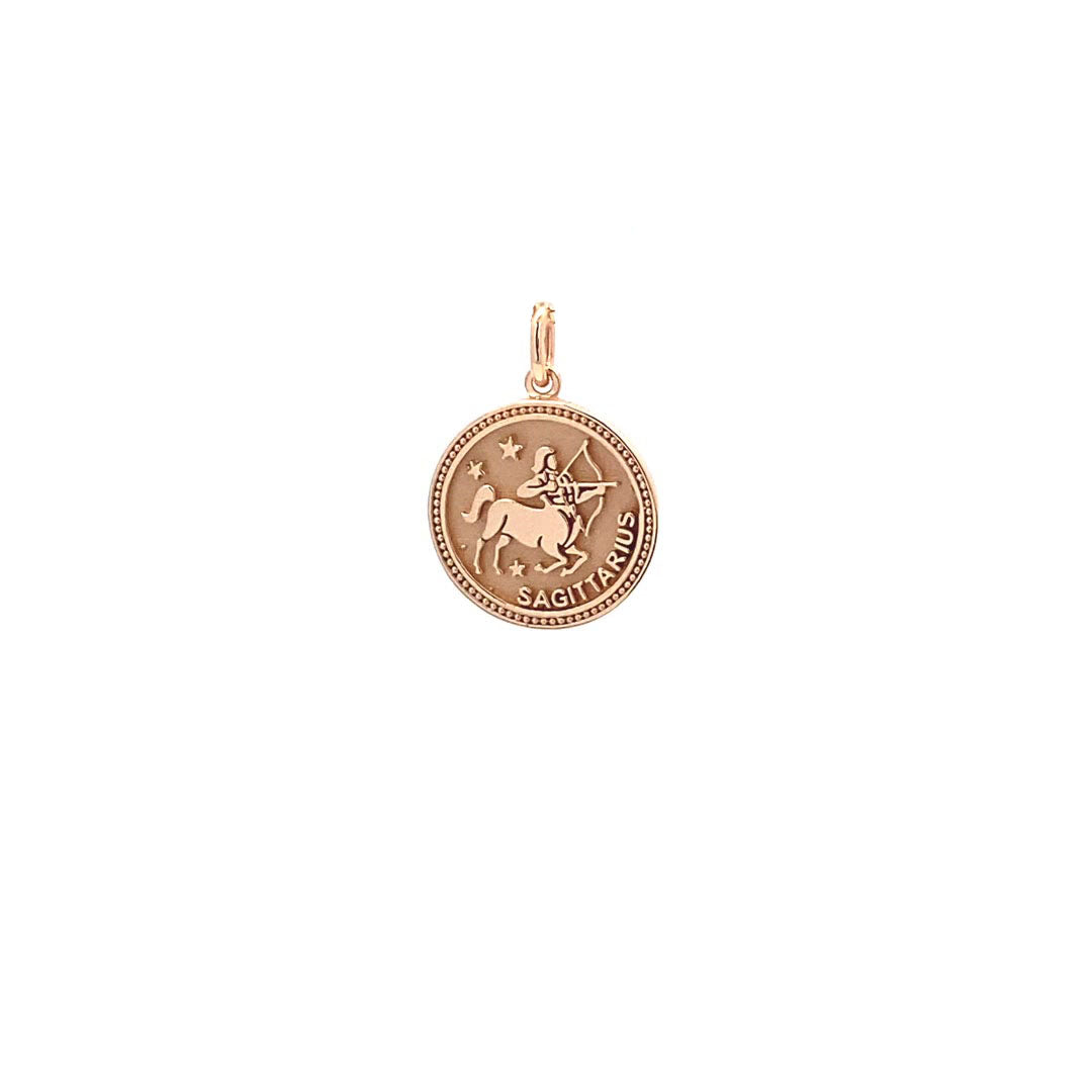 14K  Gold 13mm Zodiac Sign  Sagittarius Pendant - dagatchi.com