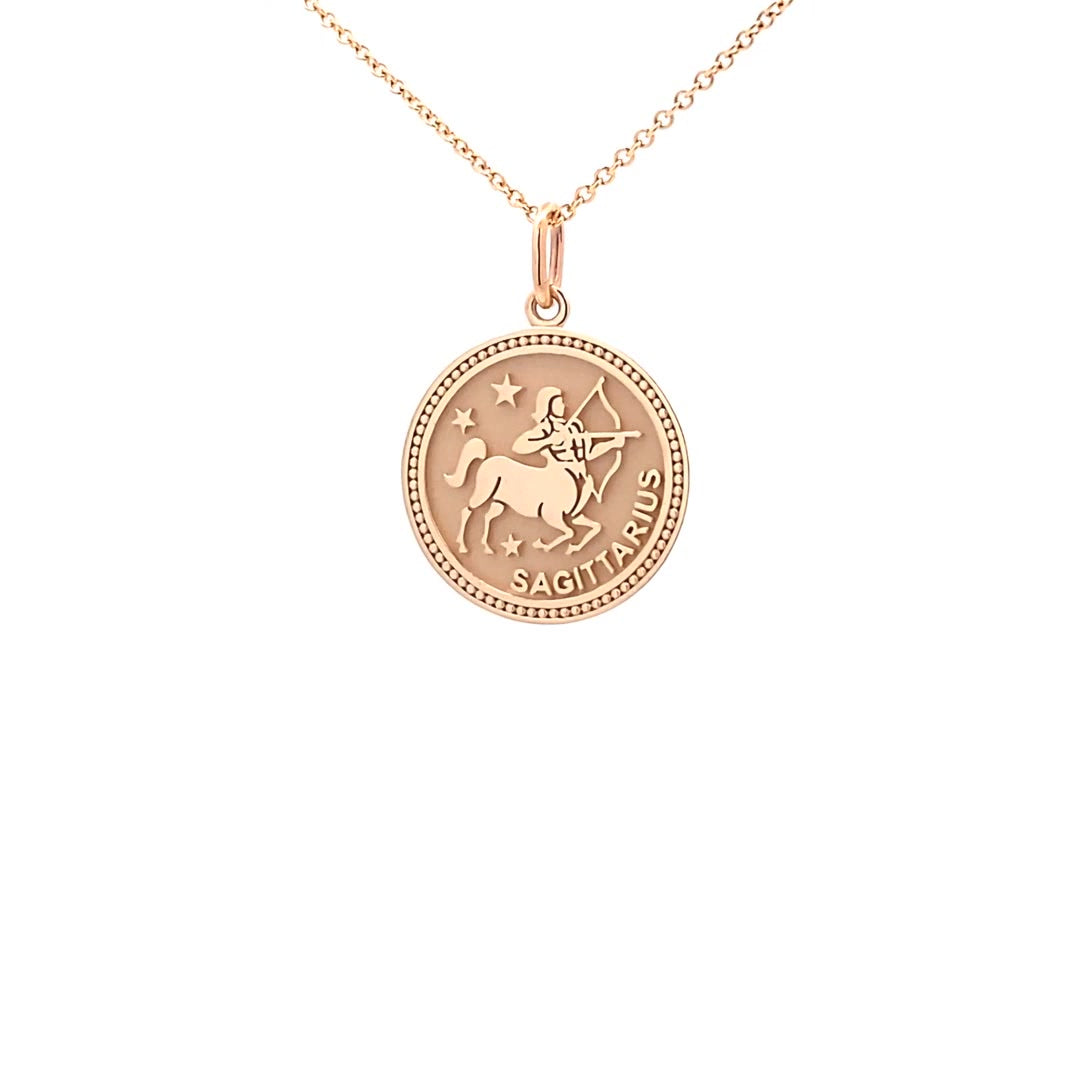 14K  Gold 18mm Zodiac Sign Sagittarius Pendant - dagatchi.com