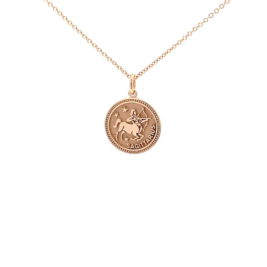 14K  Gold 13mm Zodiac Sign  Sagittarius Pendant - dagatchi.com