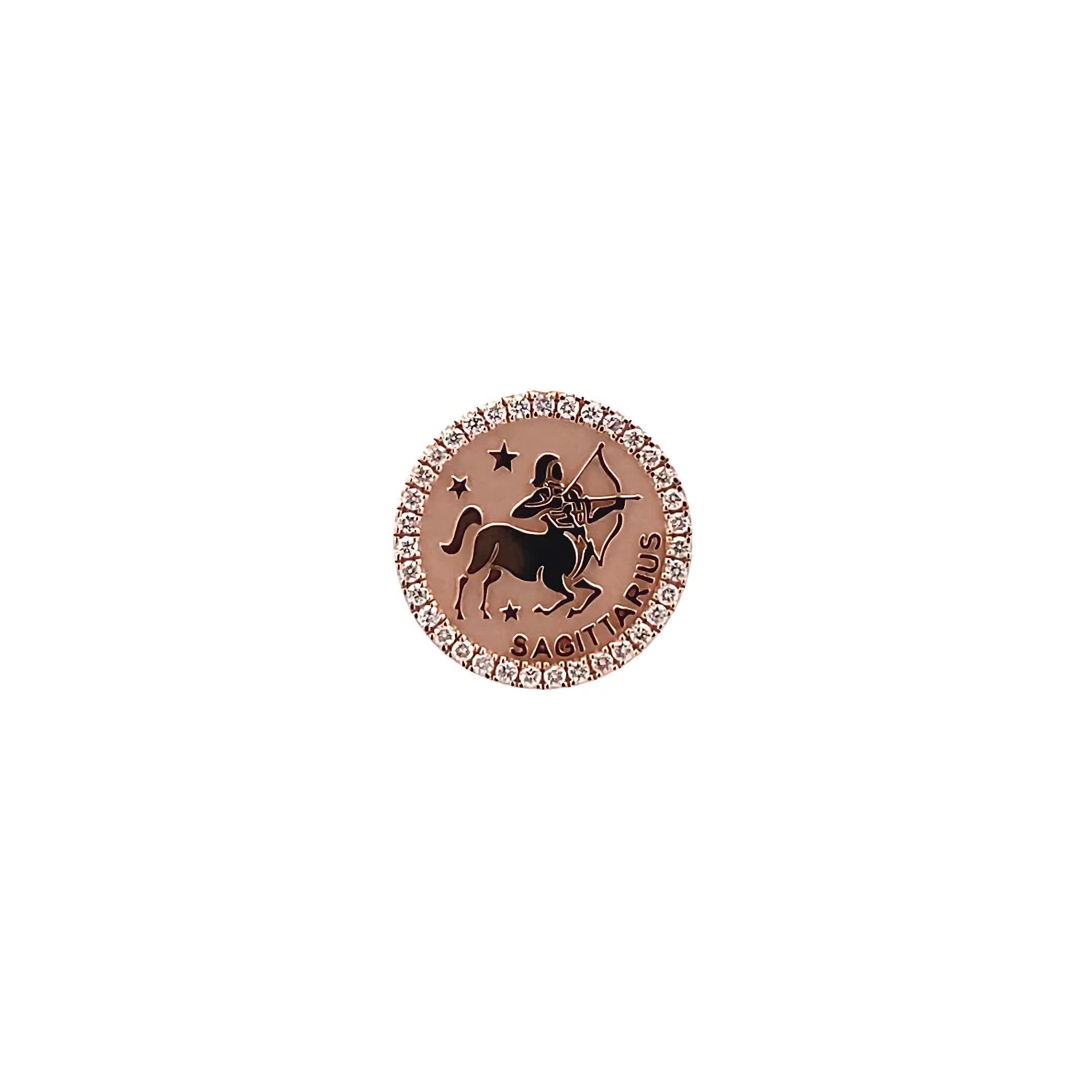 14K Gold 18mm Diamond Zodiac Sign Sagittarius Ring(0.45ct) - dagatchi.com