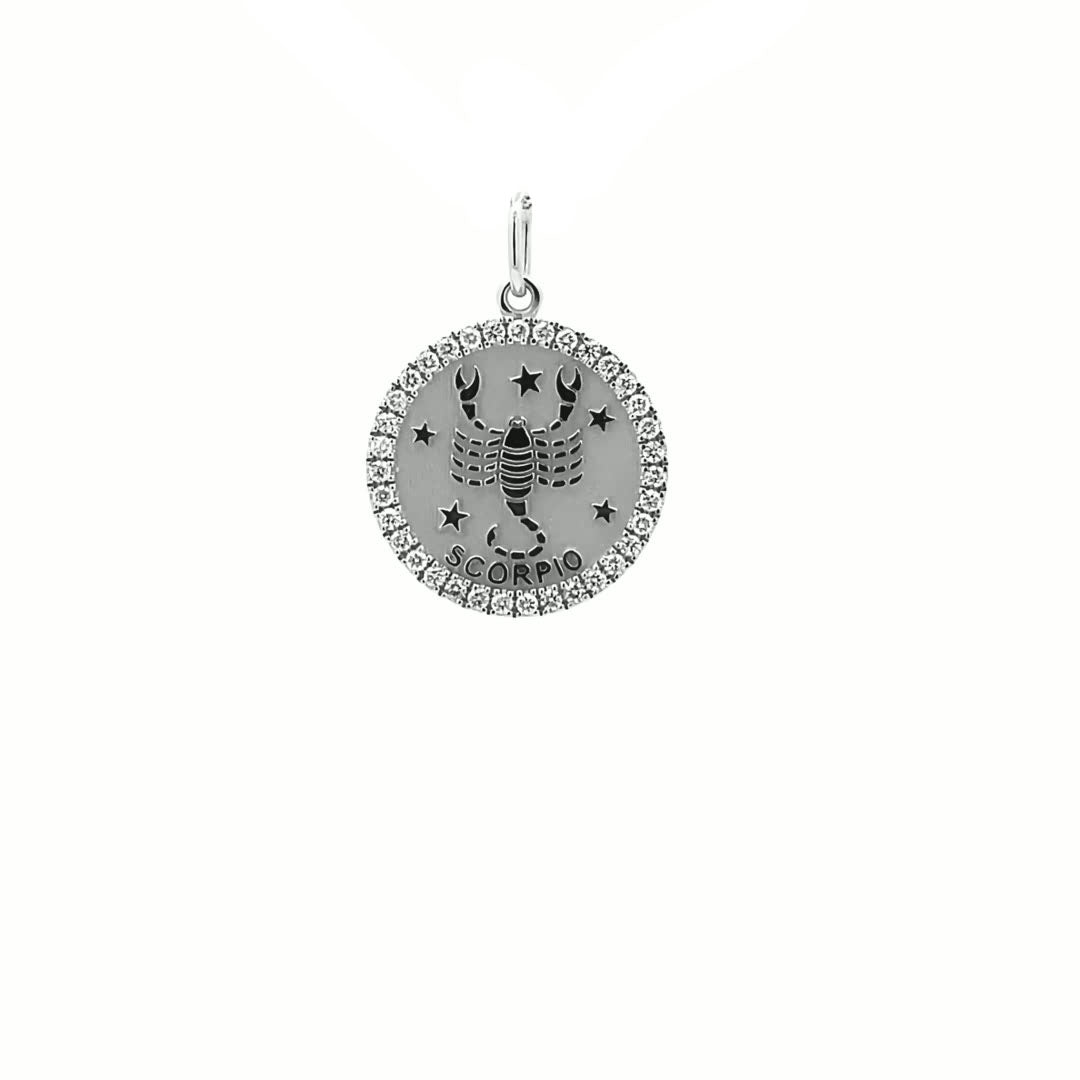 14K Gold 18mm Zodiac Sign Scorpio Diamond  Pendants(0.45ct) - dagatchi.com