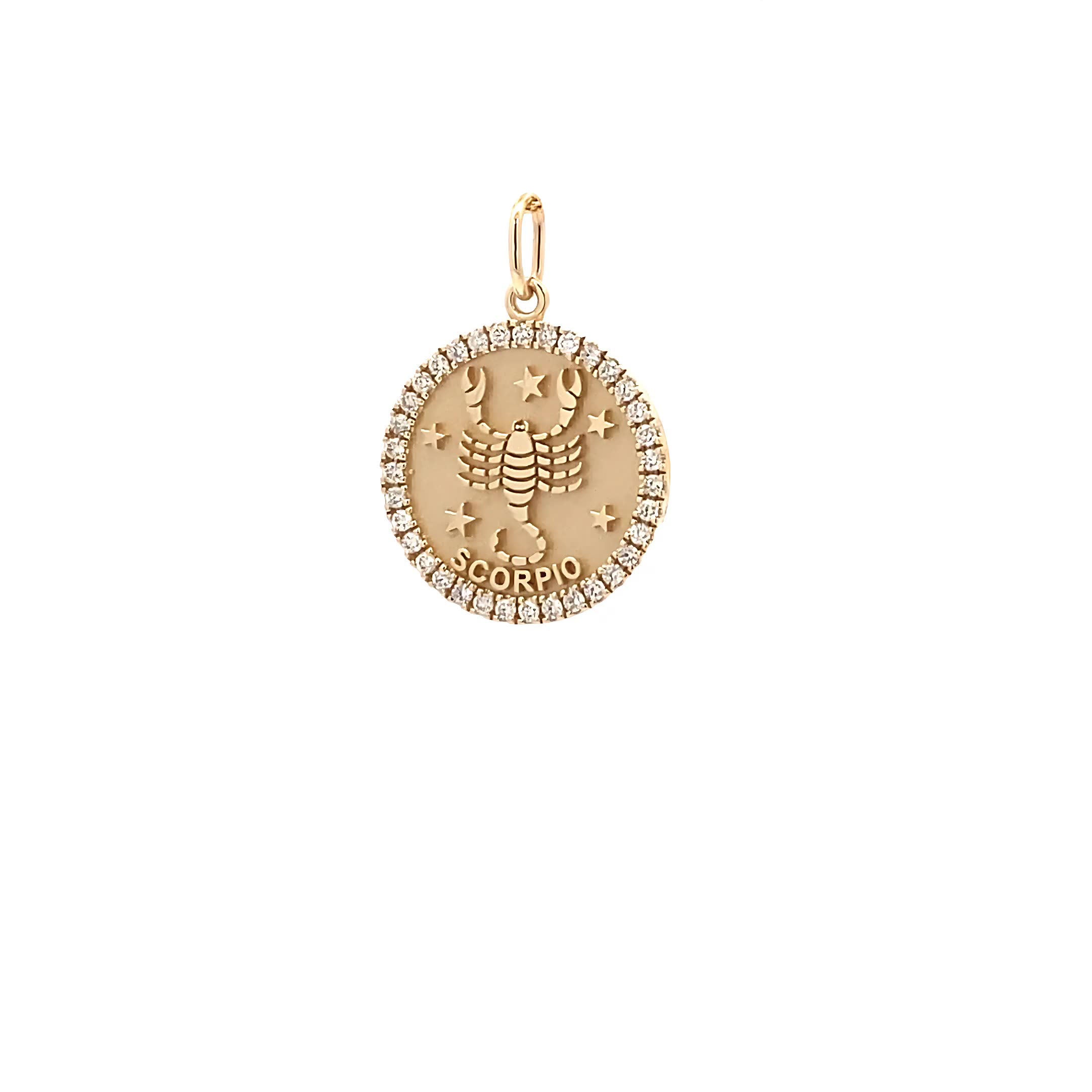 14K Gold 18mm Zodiac Sign Scorpio Diamond  Pendants(0.45ct) - dagatchi.com