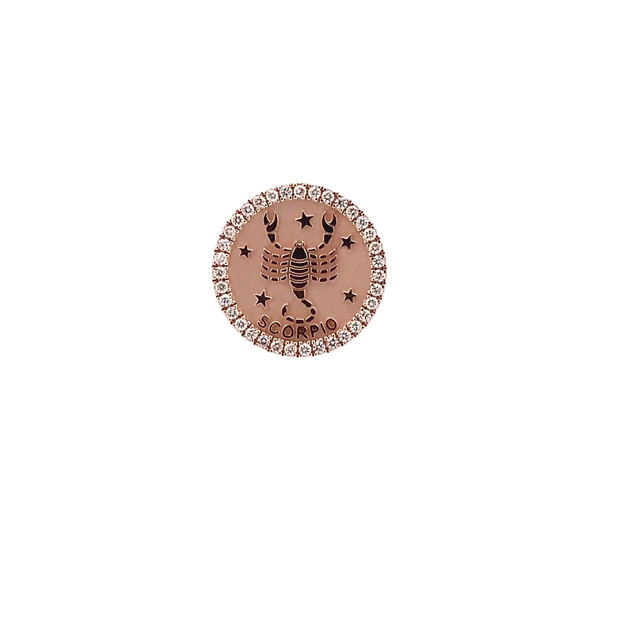 14K Gold 18mm Diamond Zodiac Sign Scorpio Ring(0.45ct) - dagatchi.com