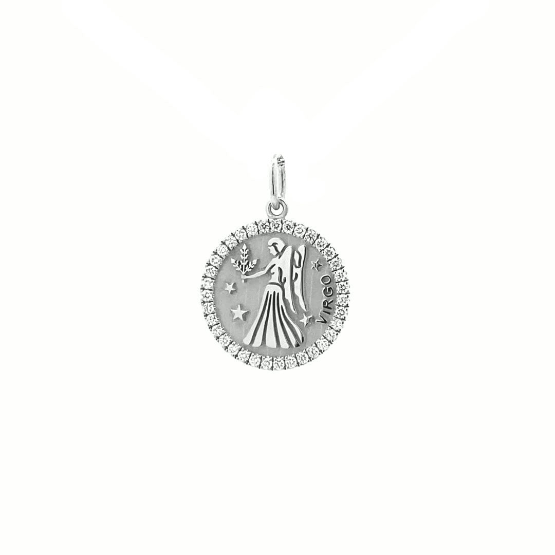 14K Gold 18mm Zodiac Sign Virgo Diamond  Pendants(0.45ct) - dagatchi.com
