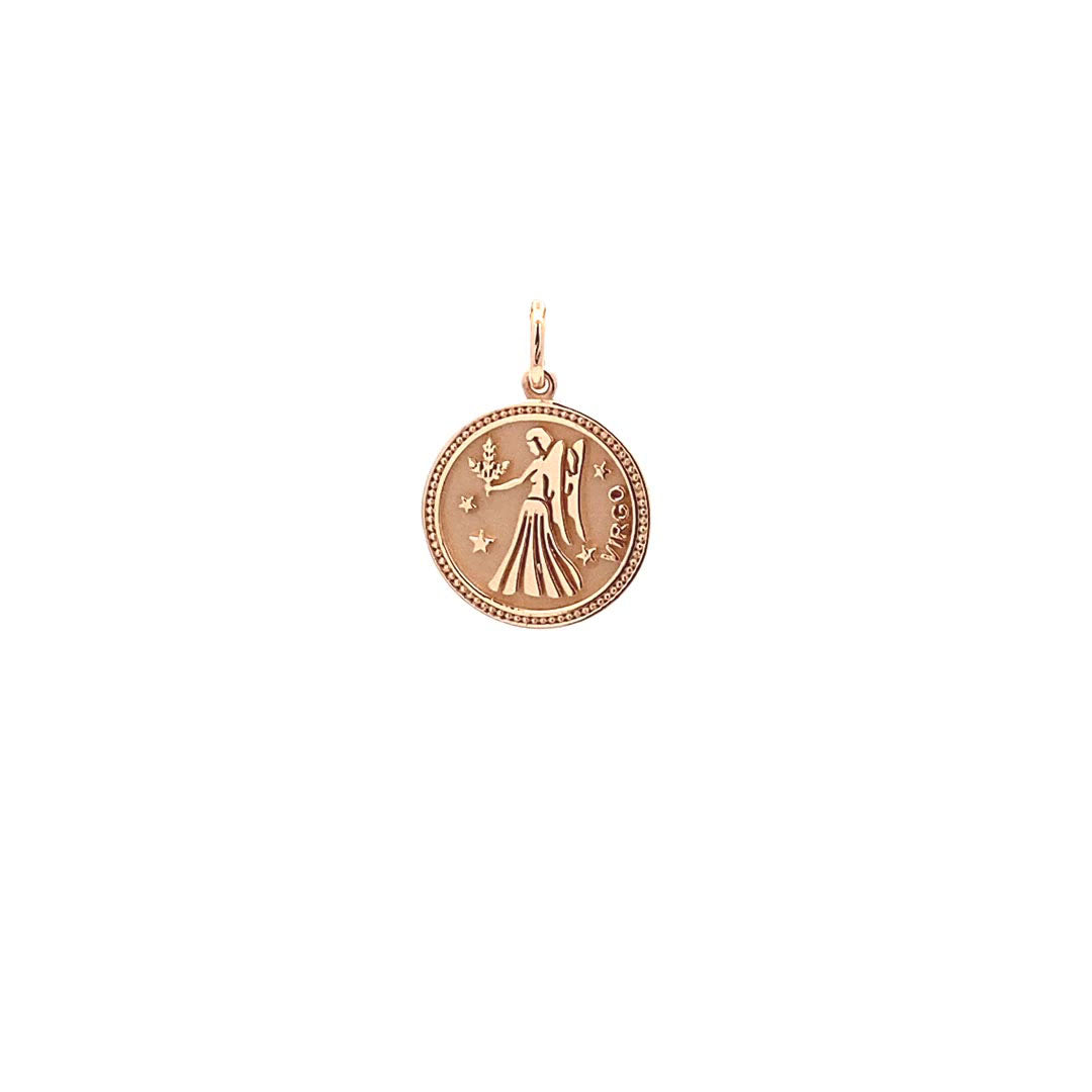 14K  Gold 13mm Zodiac Sign  Virgo Pendant - dagatchi.com