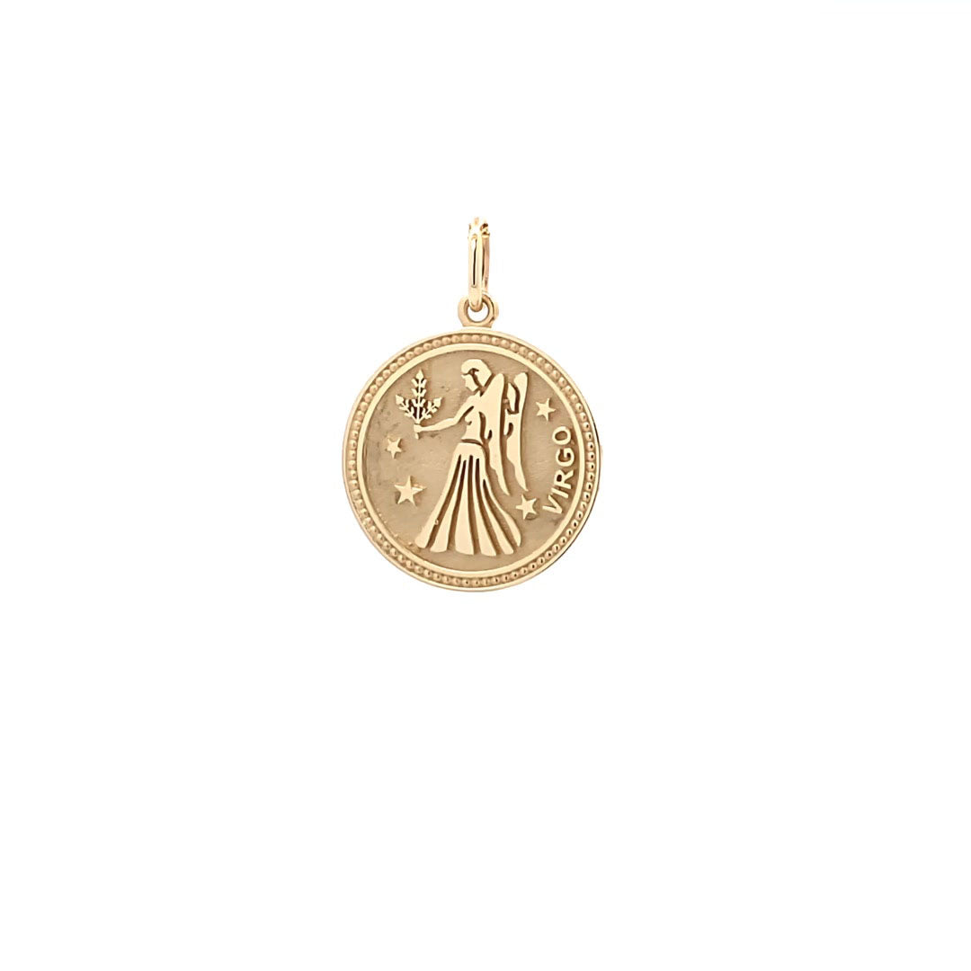 14K  Gold 18mm Zodiac Sign Virgo Pendant - dagatchi.com