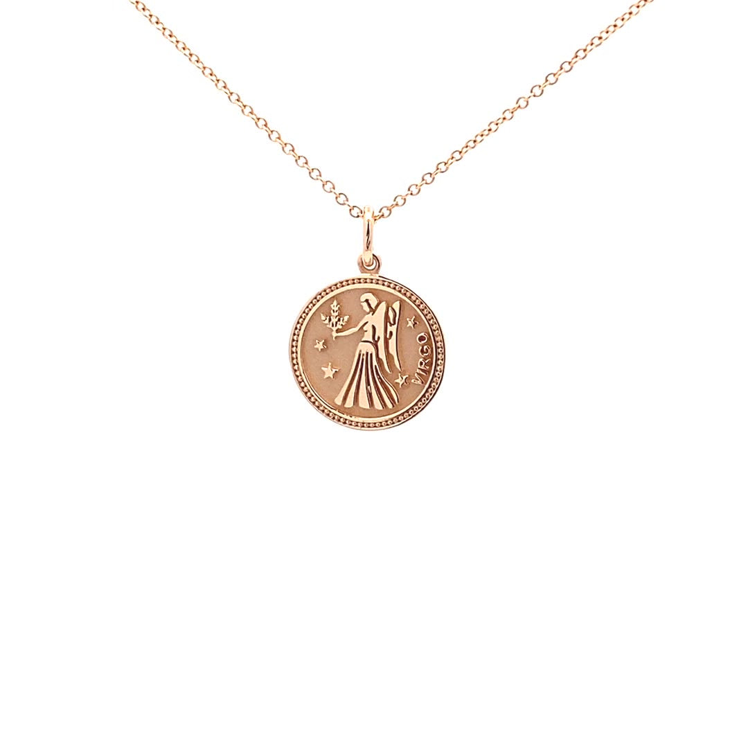 14K  Gold 13mm Zodiac Sign  Virgo Pendant - dagatchi.com