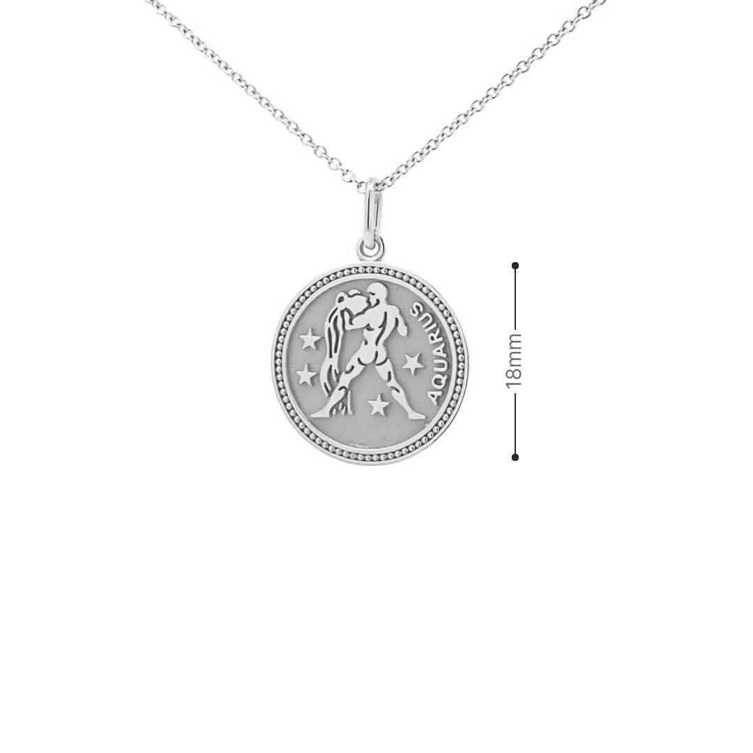 14K  Gold 18mm Zodiac Sign Aquarius Pendant - dagatchi.com