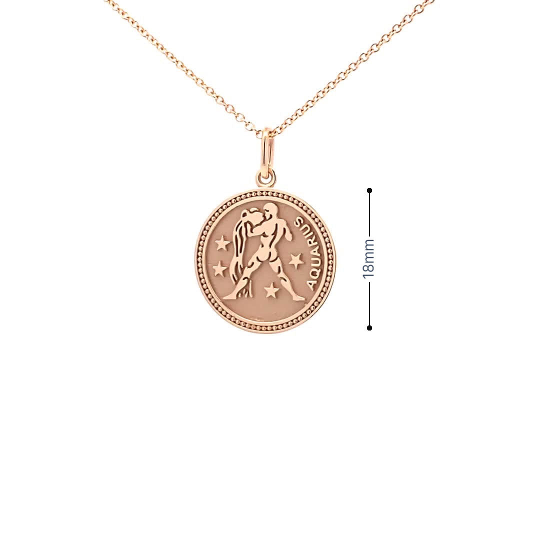 14K  Gold 18mm Zodiac Sign Aquarius Pendant - dagatchi.com