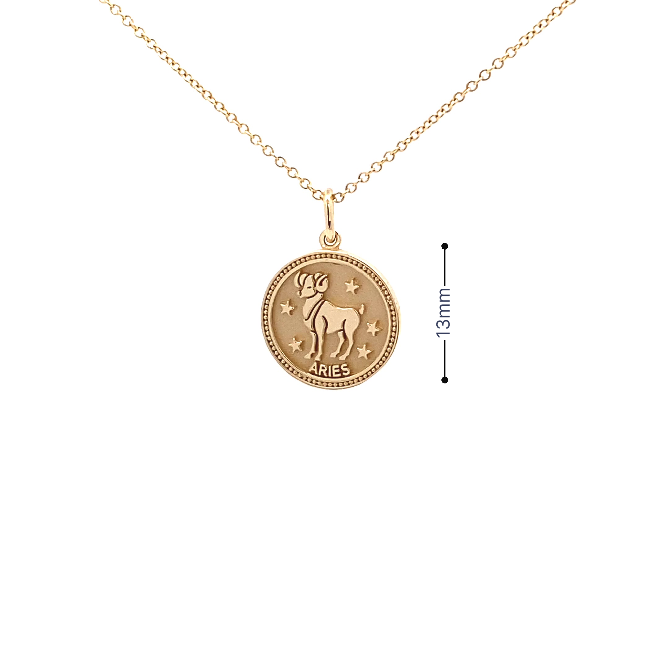 14K  Gold 13mm Zodiac Sign Aries Pendant - dagatchi.com