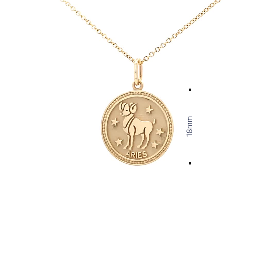 14K  Gold 18mm Zodiac Sign Aries Pendant - dagatchi.com