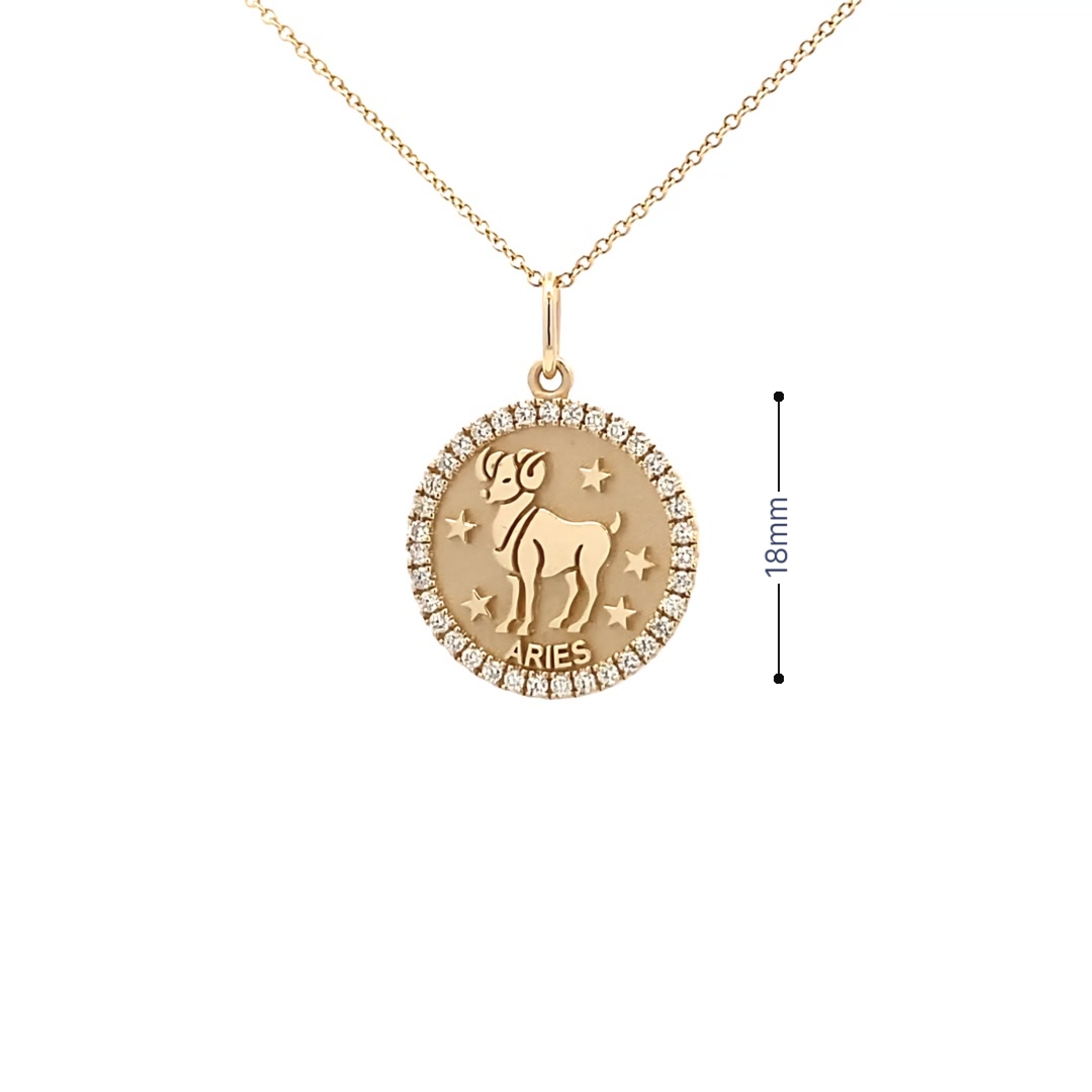 14K Gold 18mm Zodiac Sign Aries  Diamond  Pendants(0.45ct) - dagatchi.com