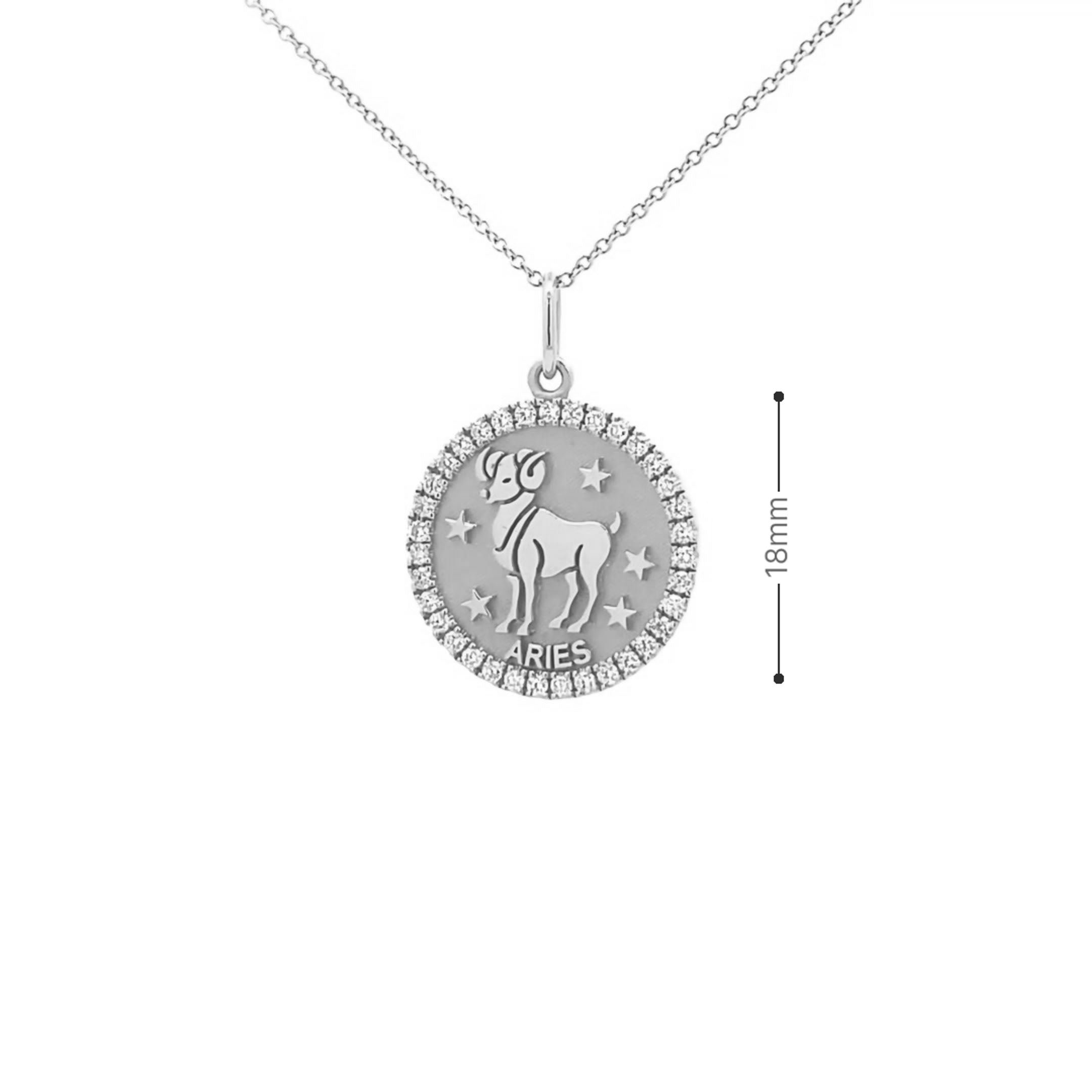 14K Gold 18mm Zodiac Sign Aries  Diamond  Pendants(0.45ct) - dagatchi.com