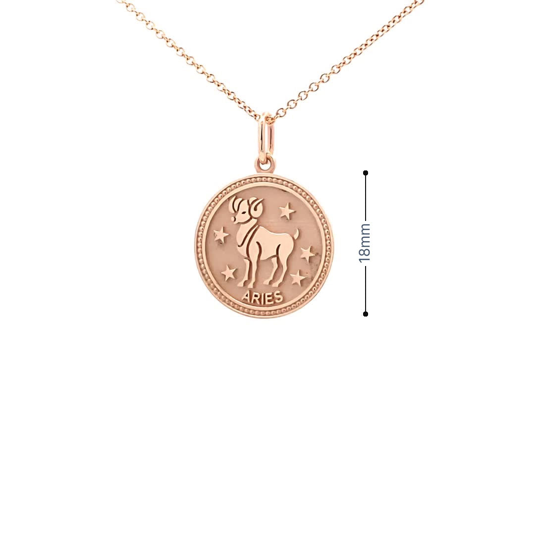 14K  Gold 18mm Zodiac Sign Aries Pendant - dagatchi.com