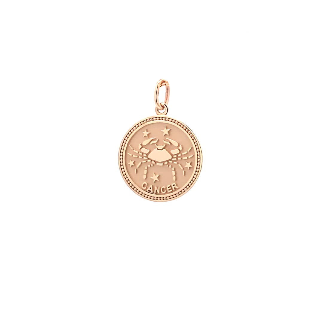 14K  Gold 18mm Zodiac Sign Cancer Pendant - dagatchi.com
