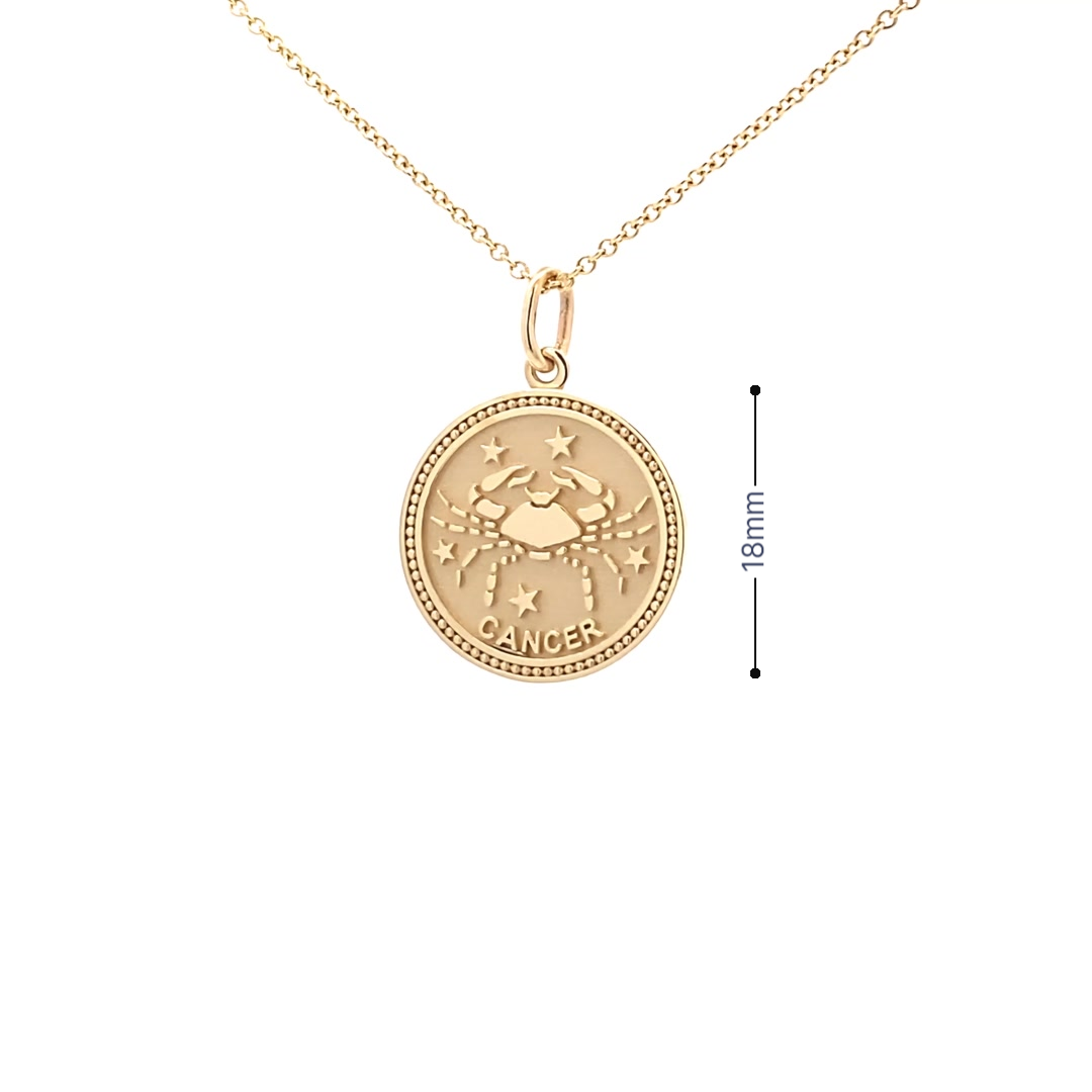 14K  Gold 18mm Zodiac Sign Cancer Pendant - dagatchi.com