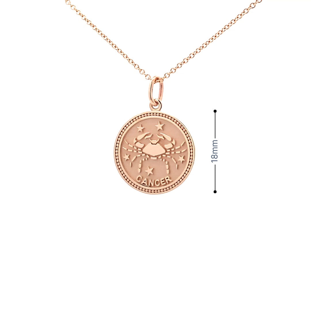 14K  Gold 18mm Zodiac Sign Cancer Pendant - dagatchi.com