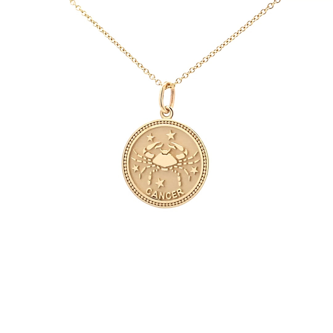 14K  Gold 18mm Zodiac Sign Cancer Pendant - dagatchi.com