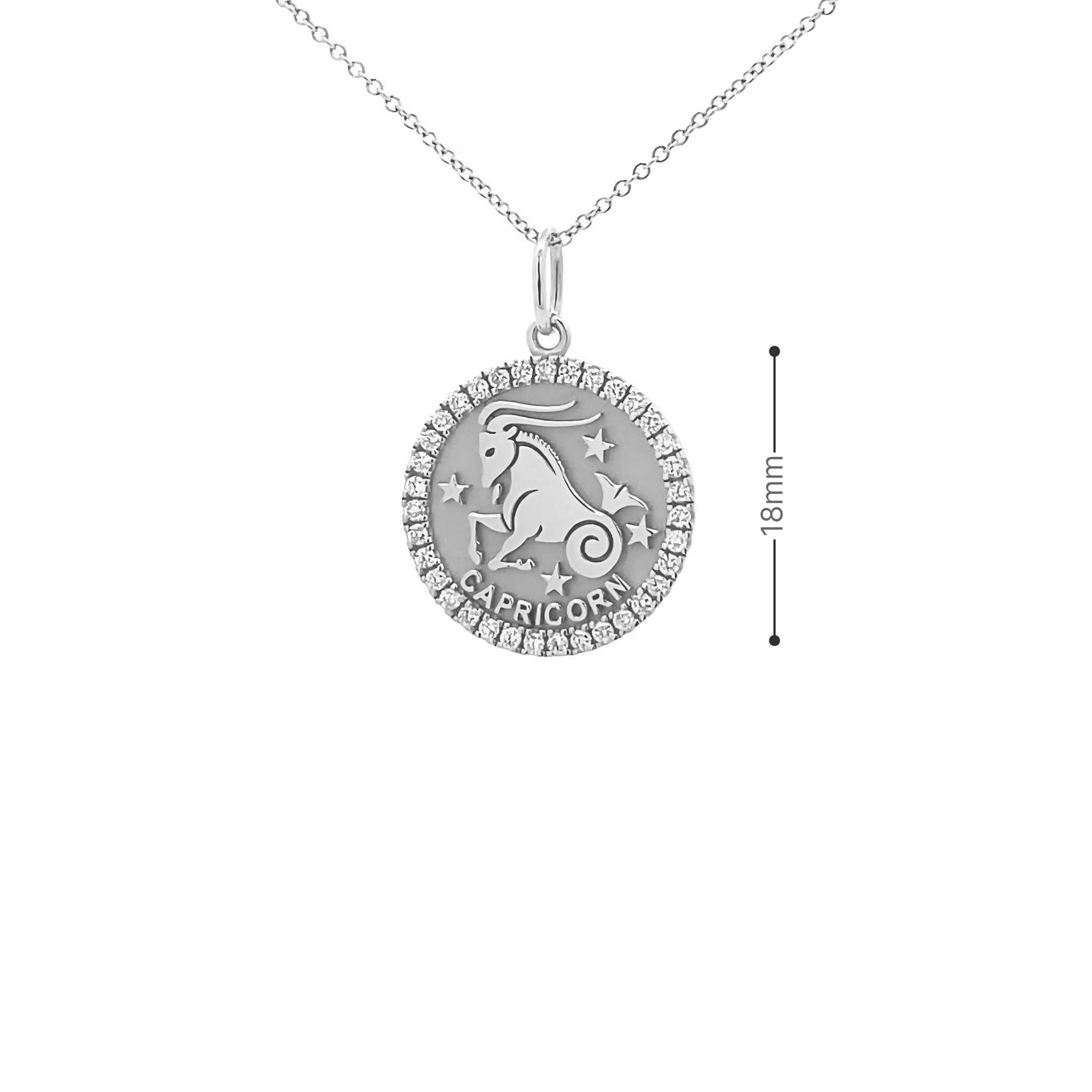 14K Gold 18mm Zodiac Sign Capricorn  Diamond  Pendants(0.45ct) - dagatchi.com