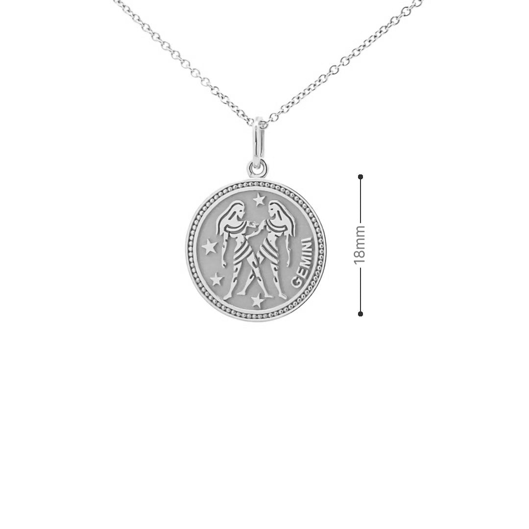 14K  Gold 18mm Zodiac Sign Gemini Pendant - dagatchi.com