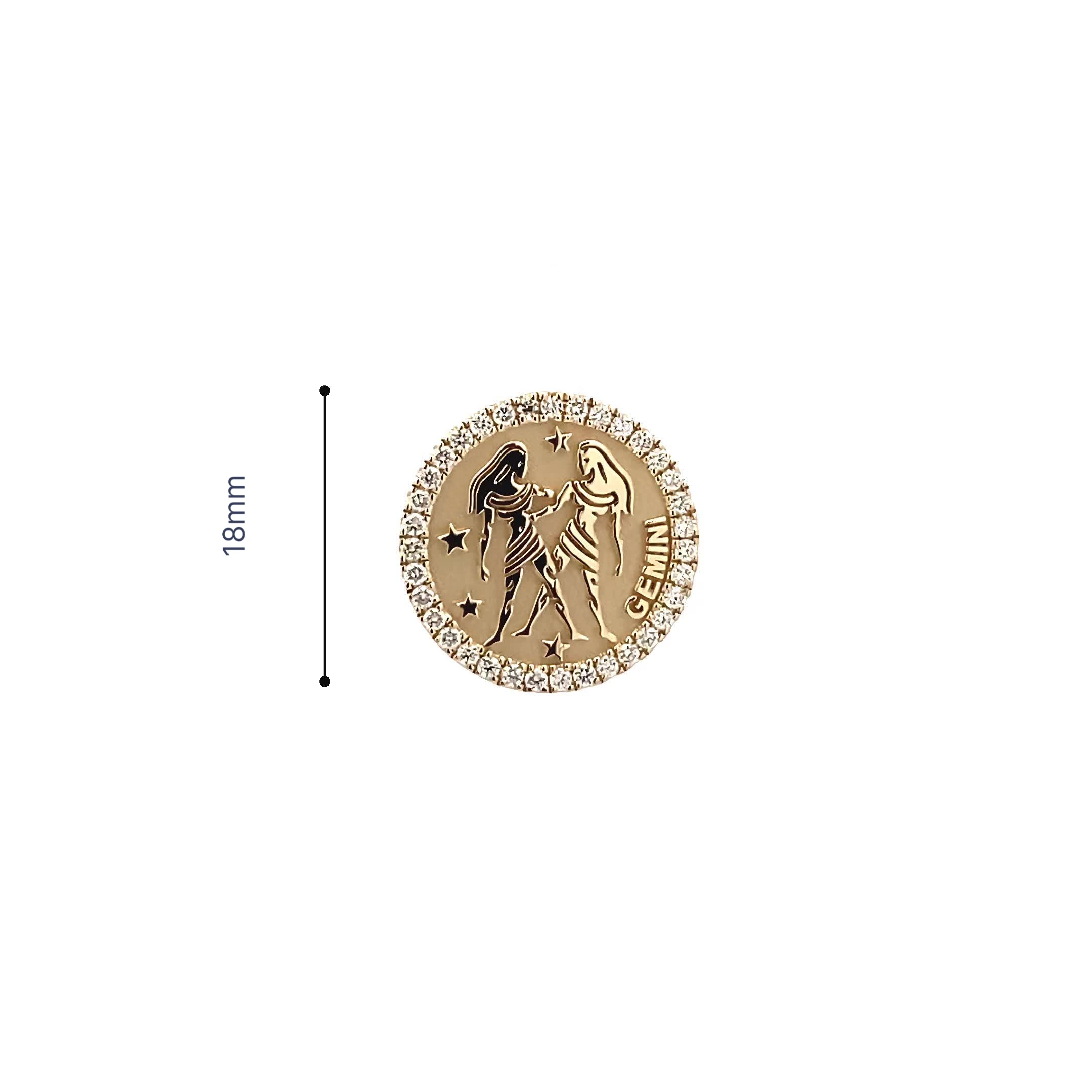 14K Gold 18mm Diamond Zodiac Sign Gemini Ring(0.45ct) - dagatchi.com