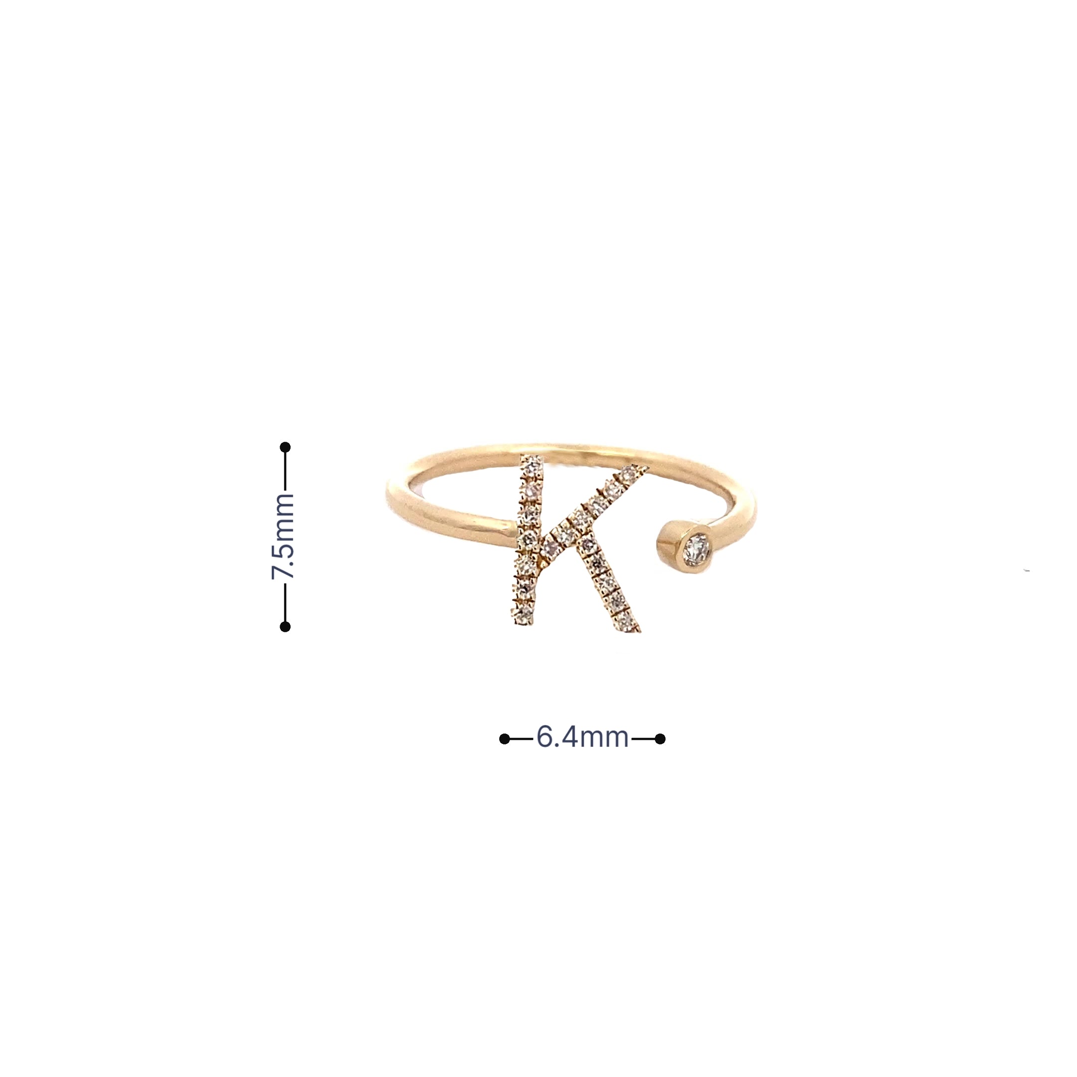 14K Gold Diamond Initial Ring K(0.09ct) - dagatchi.com