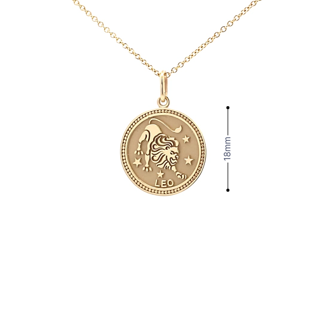 14K  Gold 18mm Zodiac Sign Leo Pendant - dagatchi.com