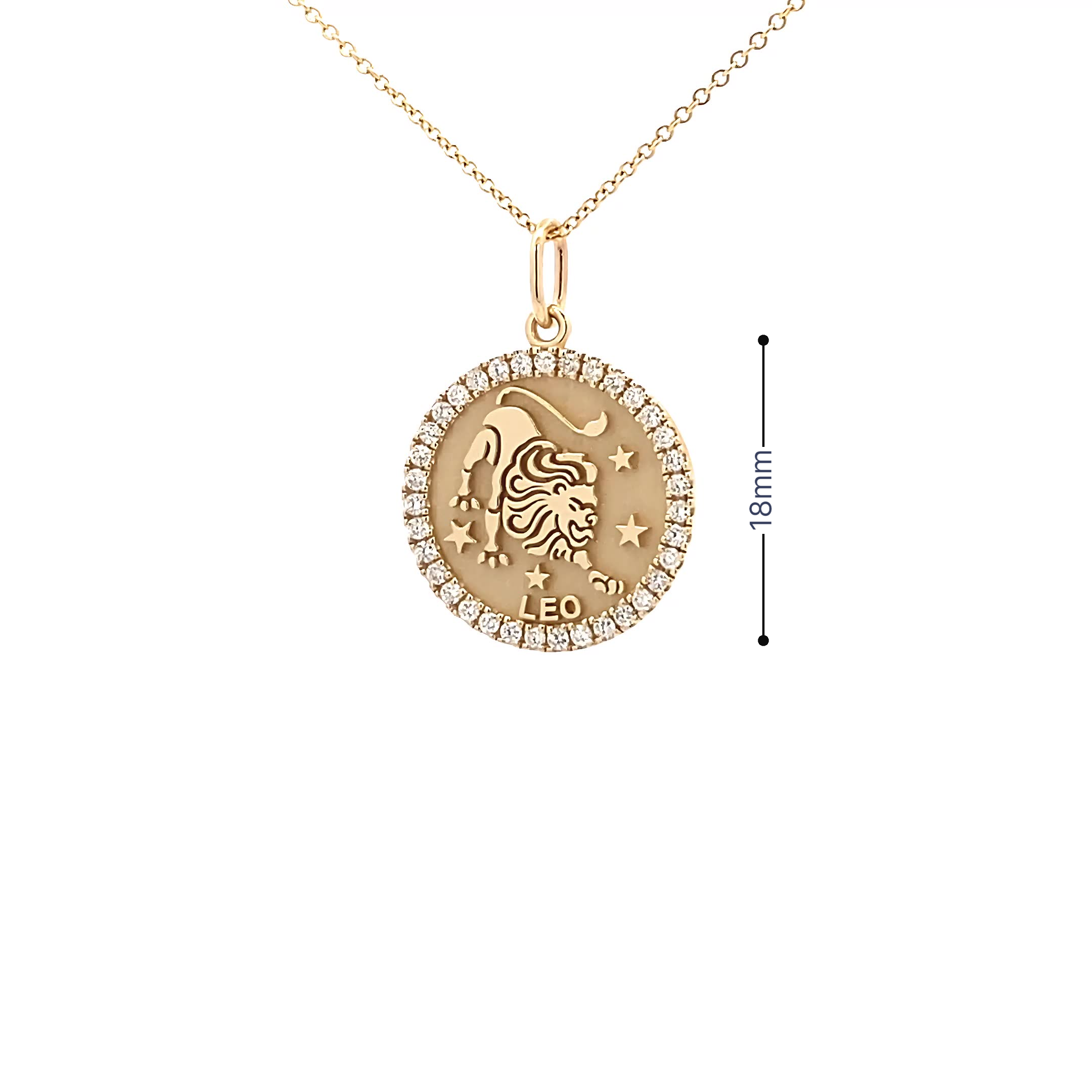 14K Gold 18mm Zodiac Sign Leo  Diamond  Pendants(0.45ct) - dagatchi.com
