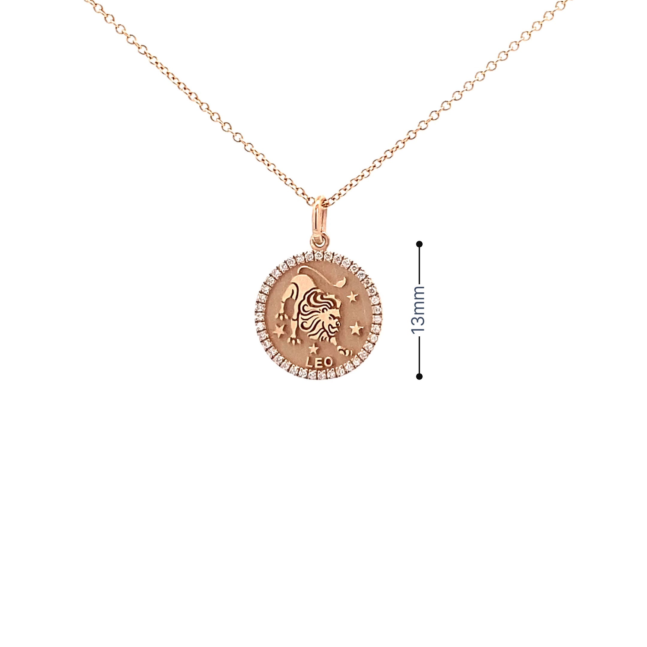 14K Gold 13mm Zodiac Sign Leo  Diamond  Pendants(0.13ct) - dagatchi.com