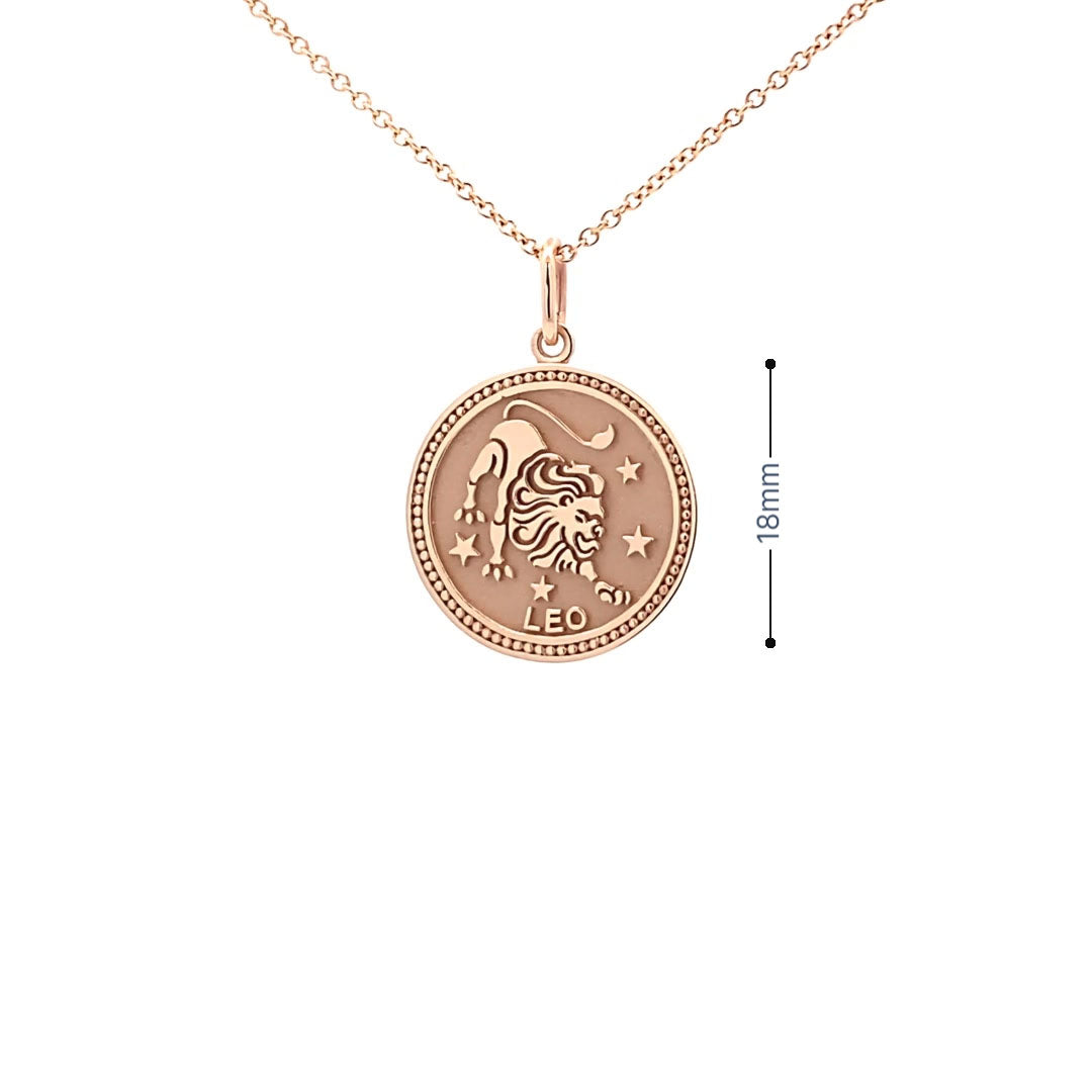 14K  Gold 18mm Zodiac Sign Leo Pendant - dagatchi.com