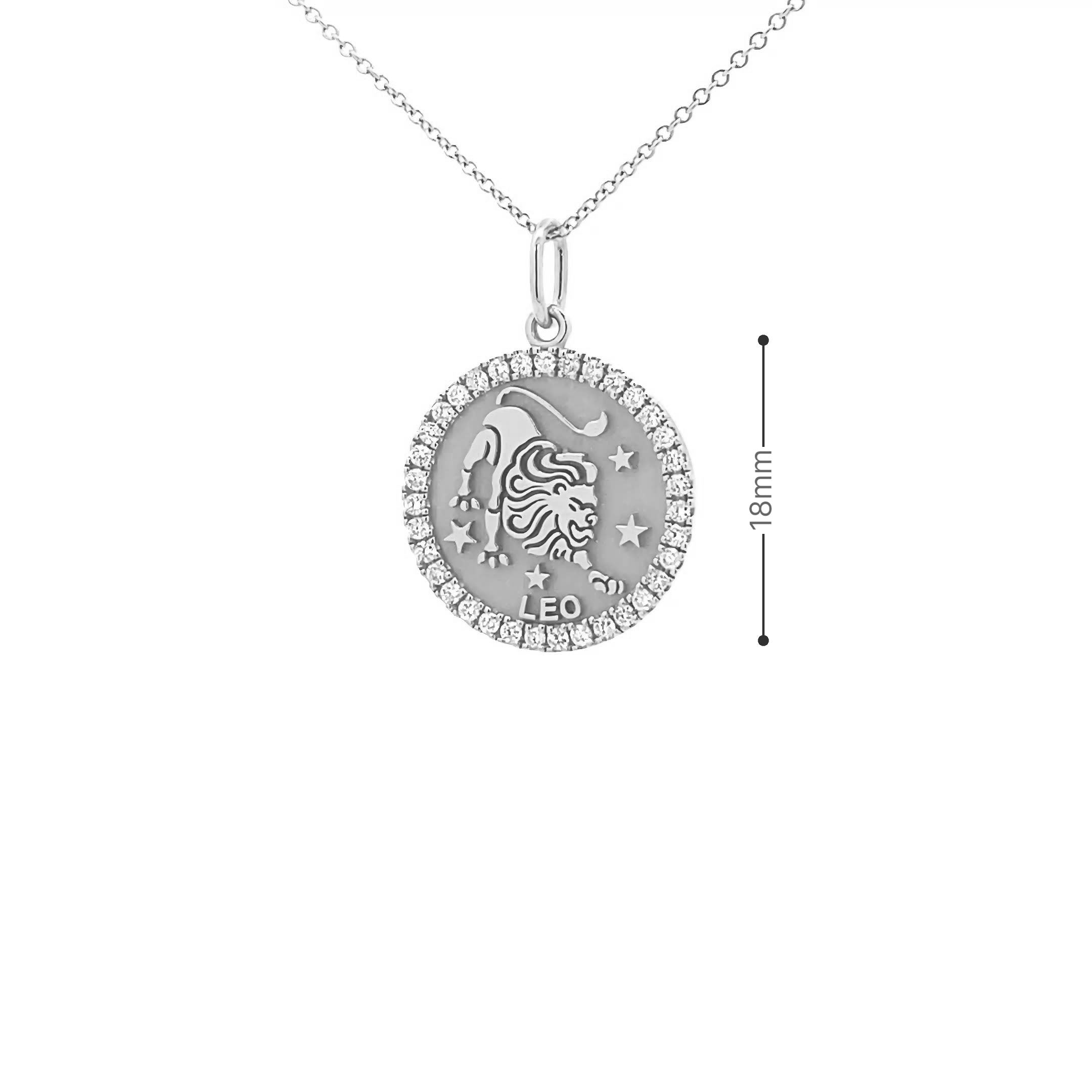 14K Gold 18mm Zodiac Sign Leo  Diamond  Pendants(0.45ct) - dagatchi.com