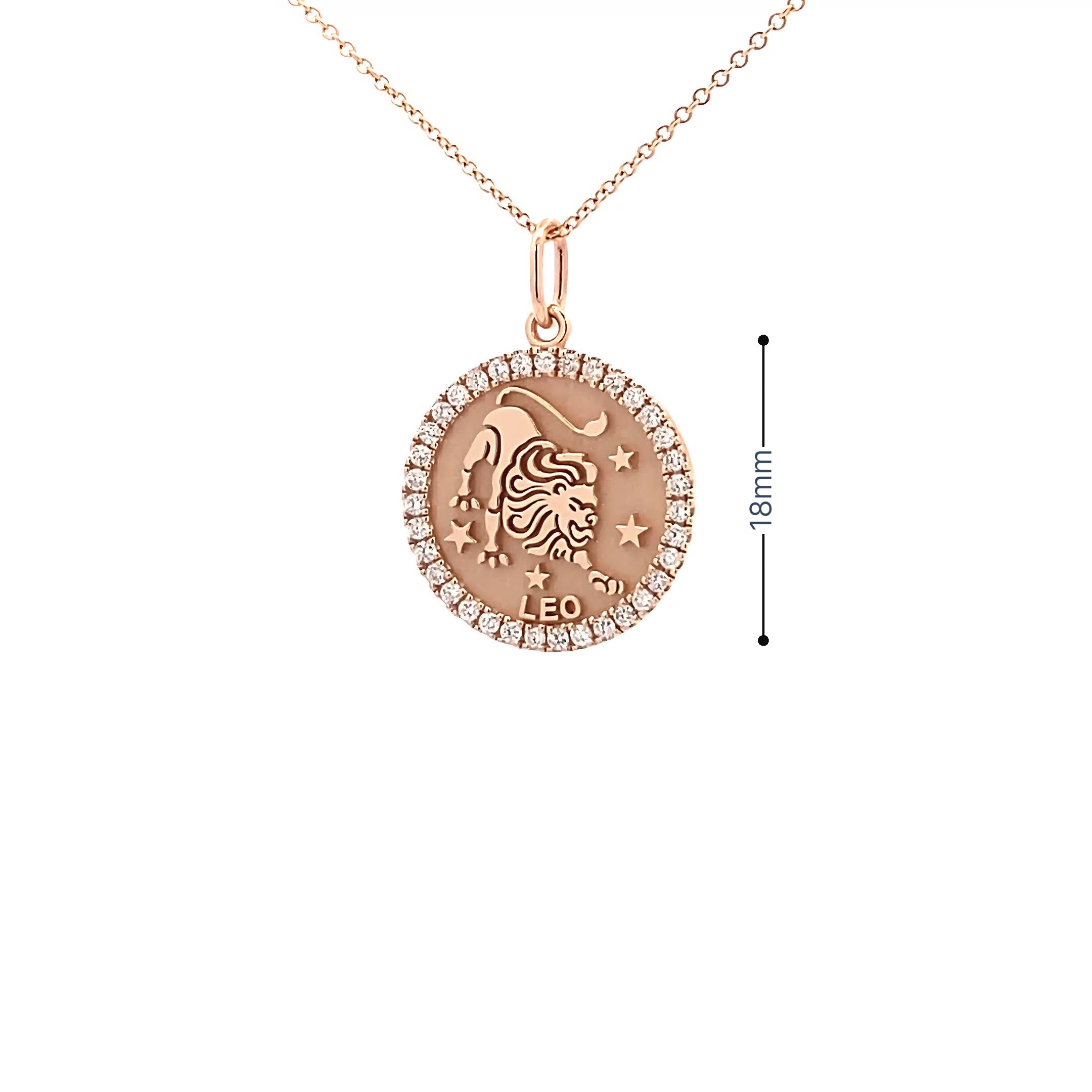 14K Gold 18mm Zodiac Sign Leo  Diamond  Pendants(0.45ct) - dagatchi.com