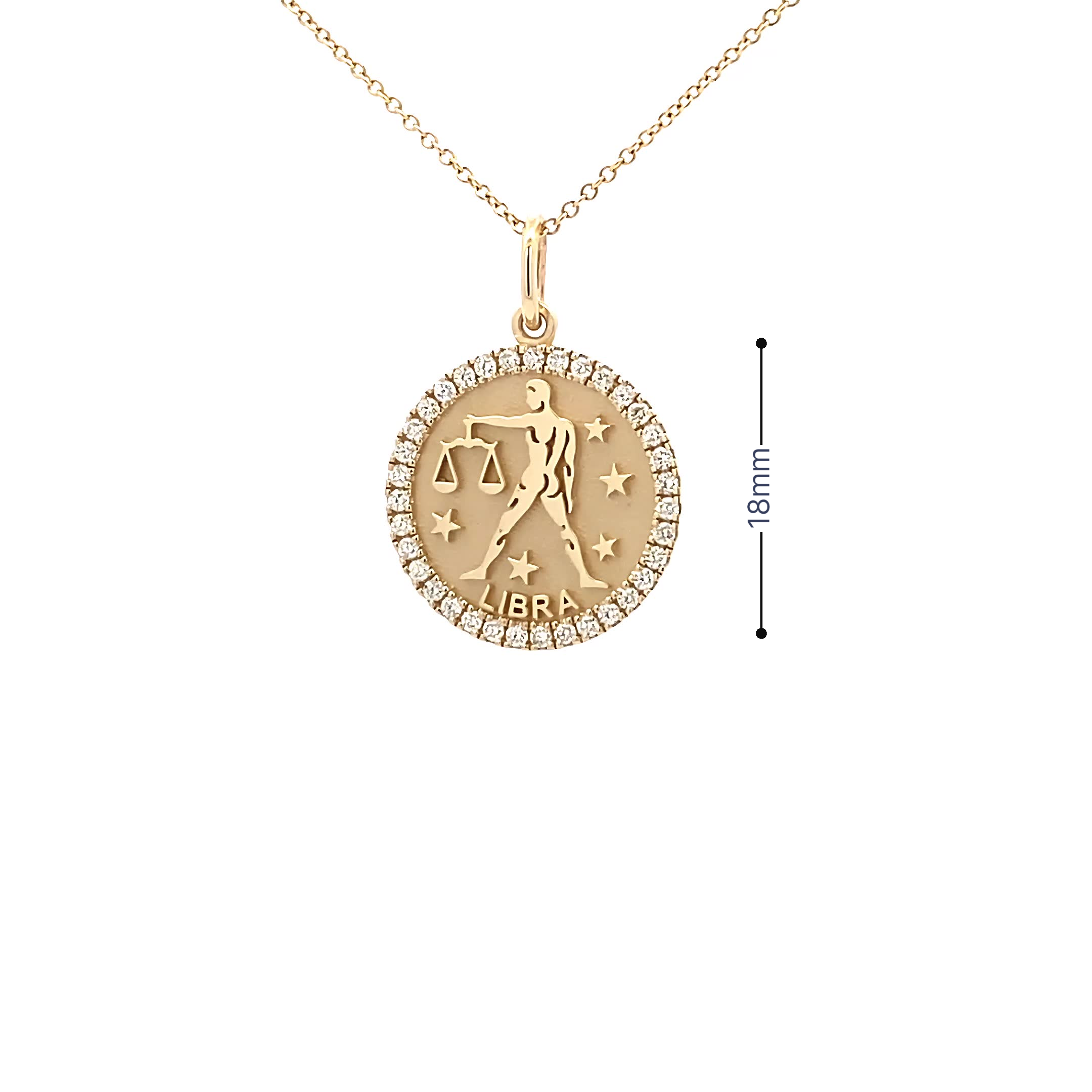 14K Gold 18mm Zodiac Sign Libra  Diamond  Pendants(0.45ct) - dagatchi.com