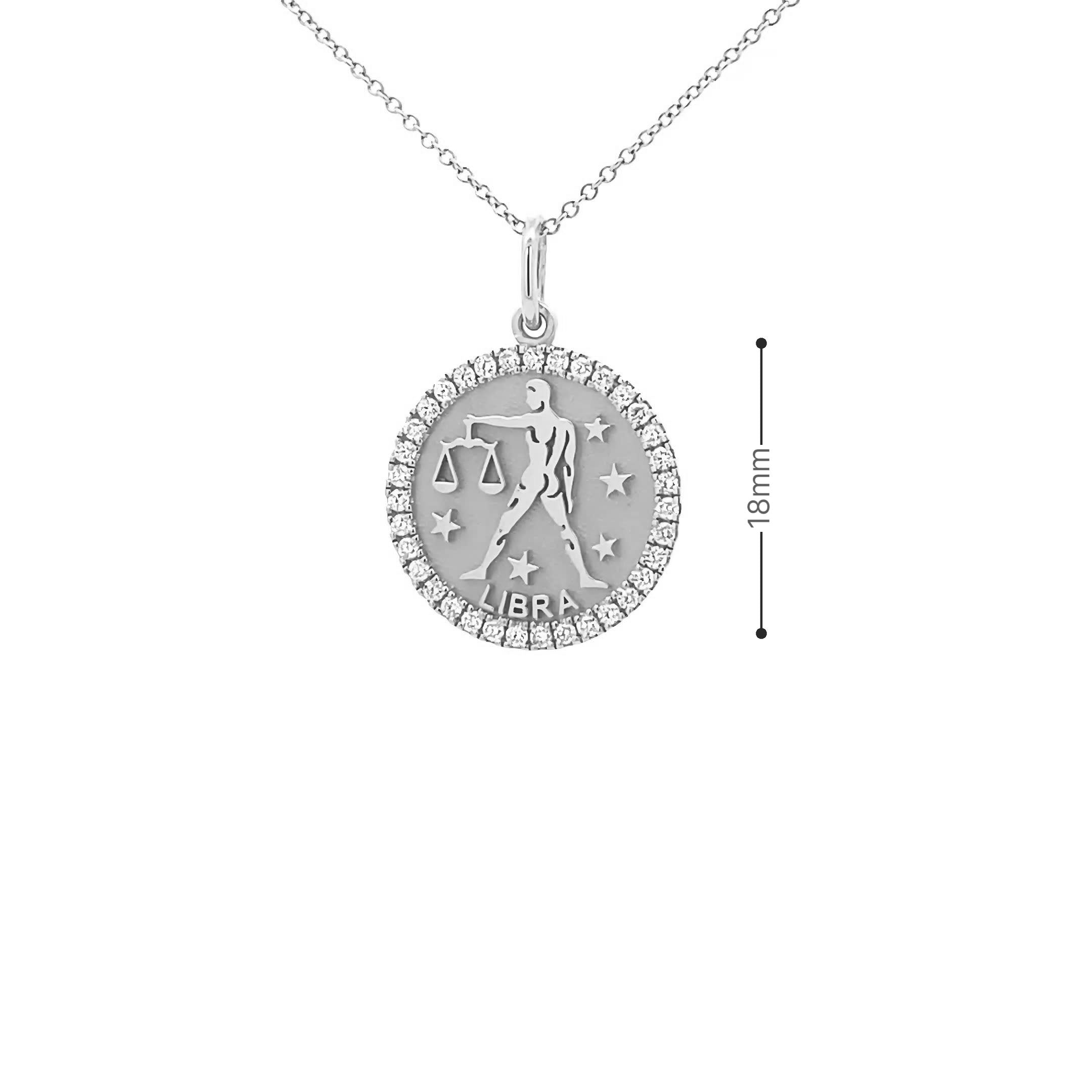 14K Gold 18mm Zodiac Sign Libra  Diamond  Pendants(0.45ct) - dagatchi.com