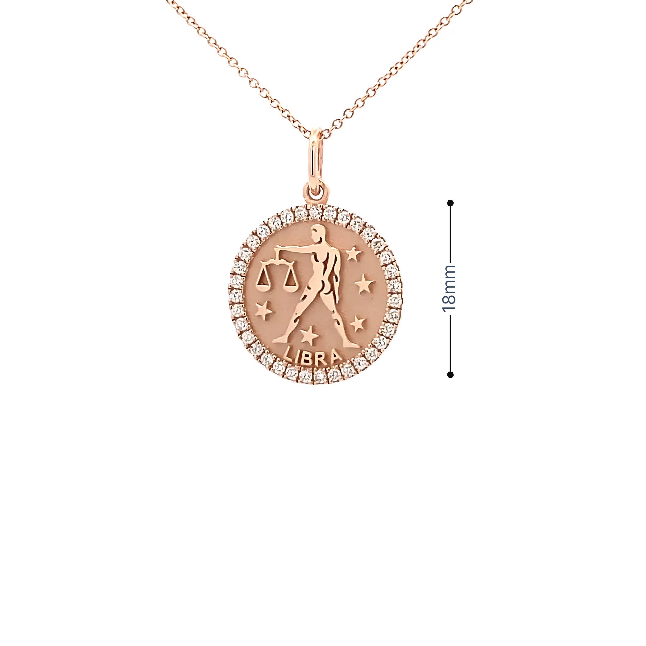 14K Gold 18mm Zodiac Sign Libra  Diamond  Pendants(0.45ct) - dagatchi.com
