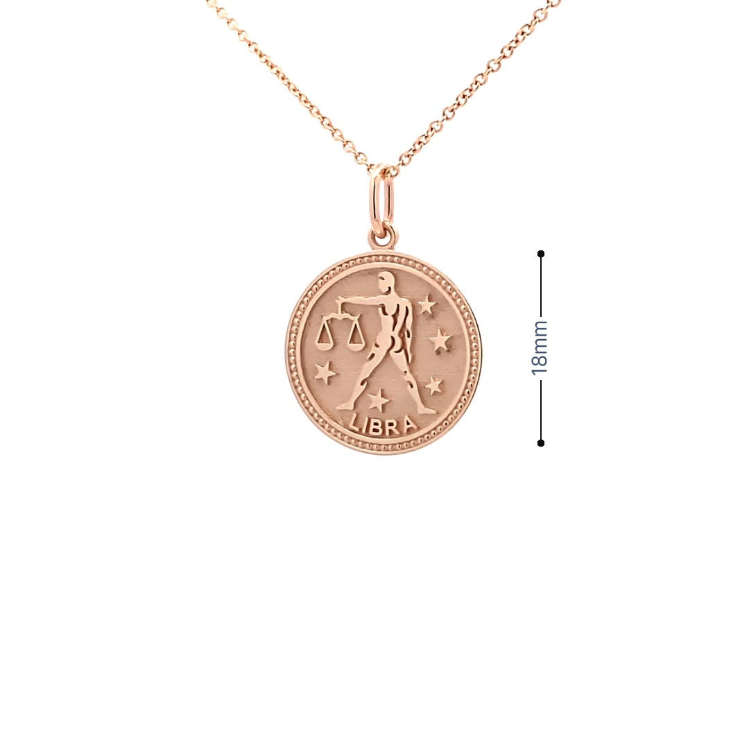 14K  Gold 18mm Zodiac Sign Libra Pendant - dagatchi.com