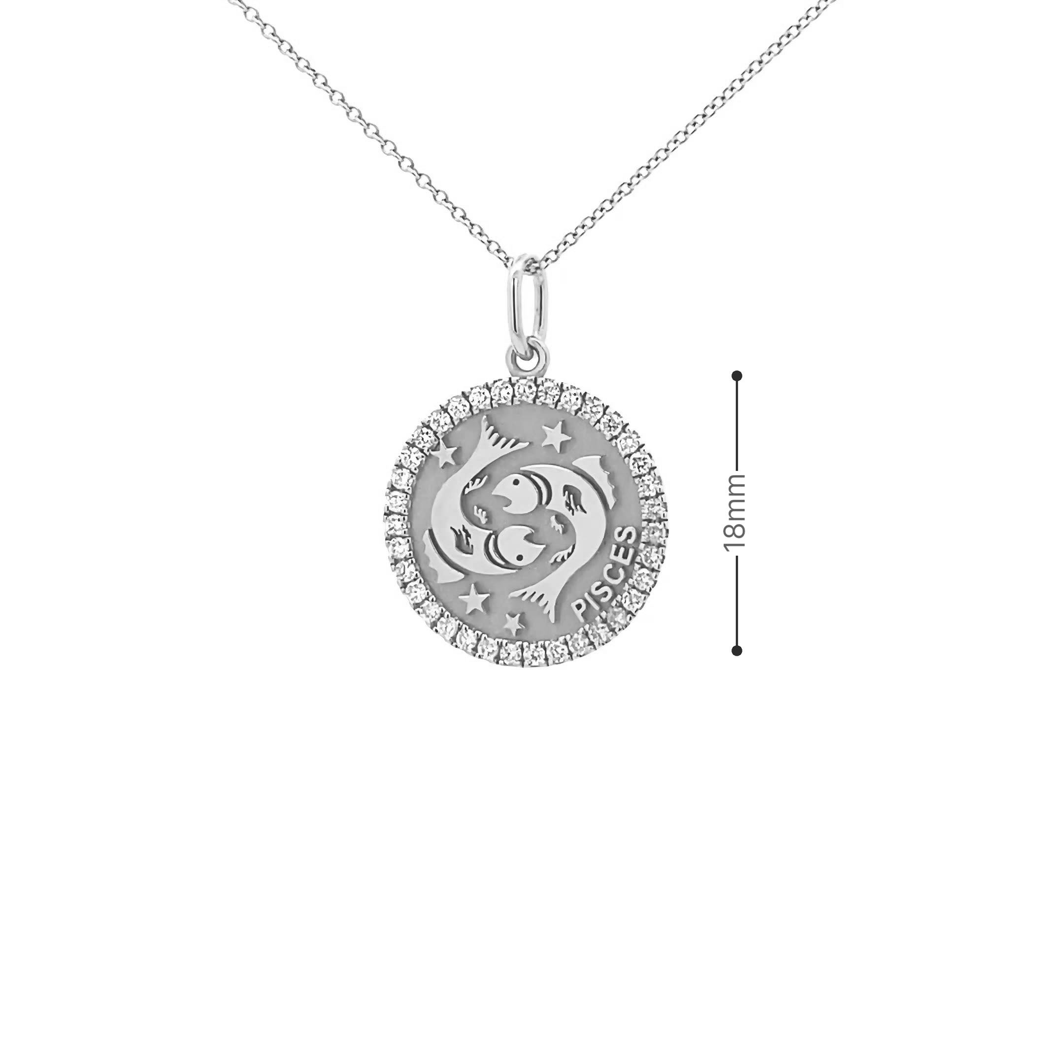 14K Gold 18mm Zodiac Sign Pisces  Diamond  Pendants(0.45ct) - dagatchi.com