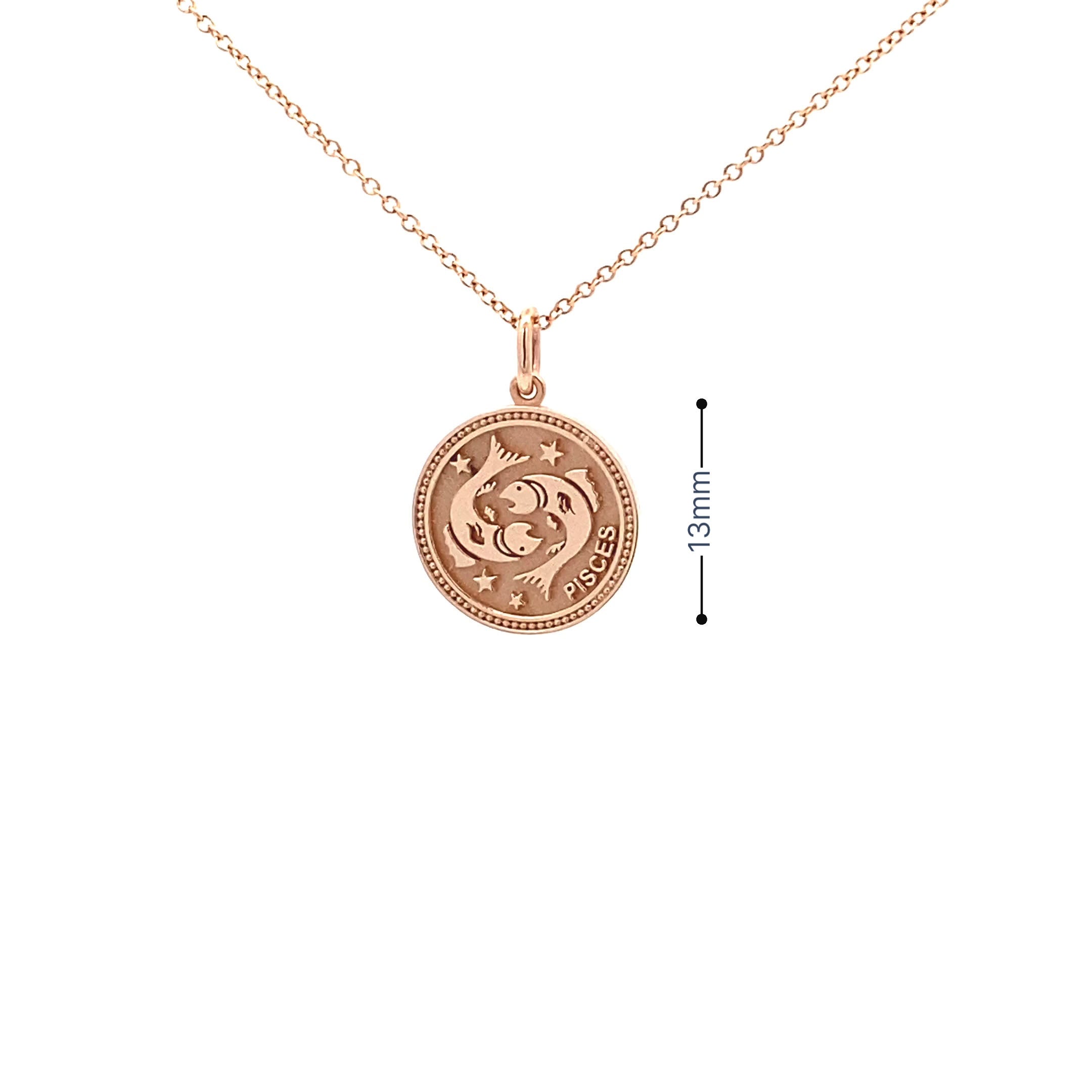 14K Gold 13mm Zodiac Sign Pisces Pendant - dagatchi.com