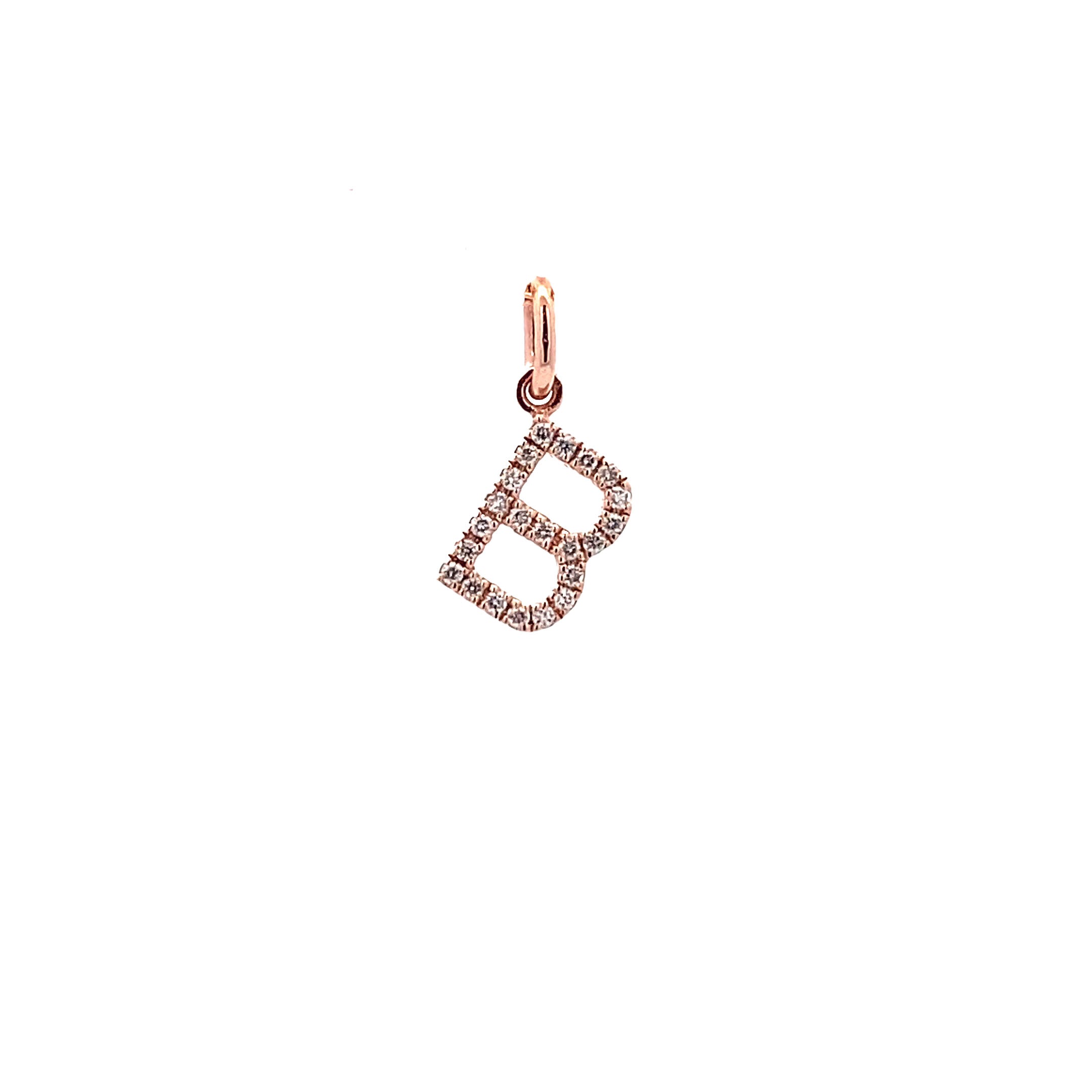 14K Gold Diamond Initial Pendant B(0.08ct) - dagatchi.com