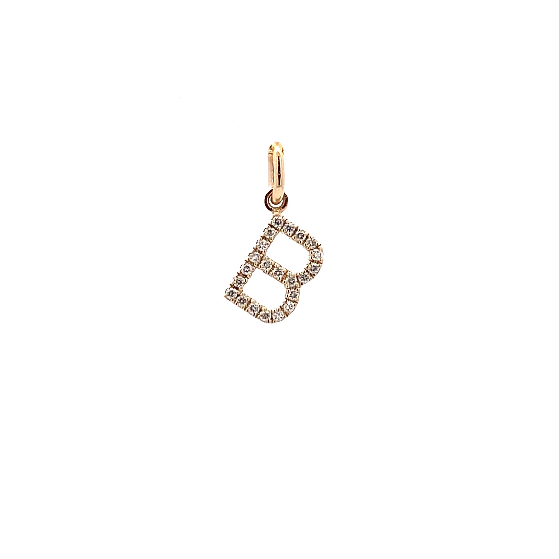 14K Gold Diamond Initial Pendant B(0.08ct) - dagatchi.com