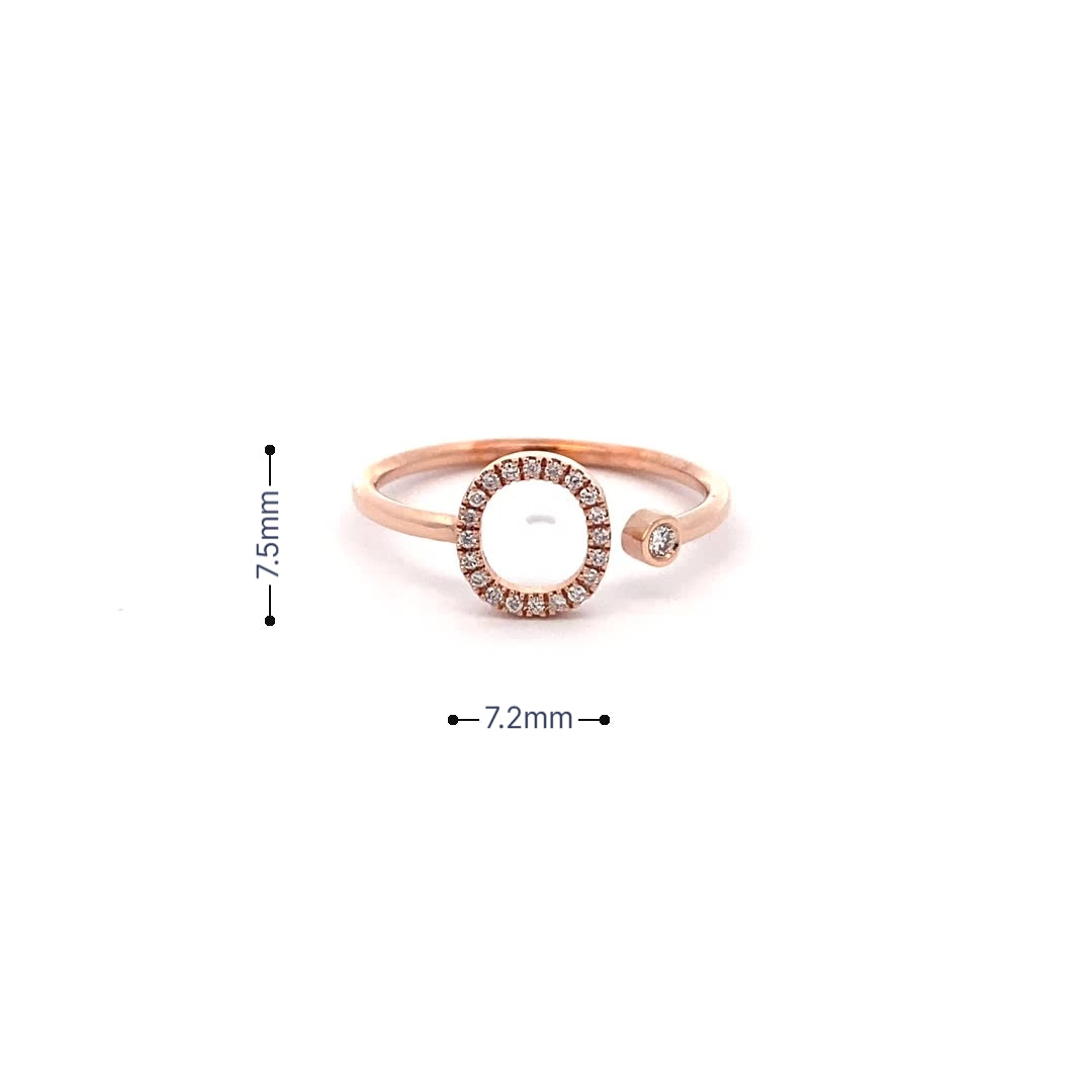 14K Gold Diamond Initial Ring O(0.09ct) - dagatchi.com