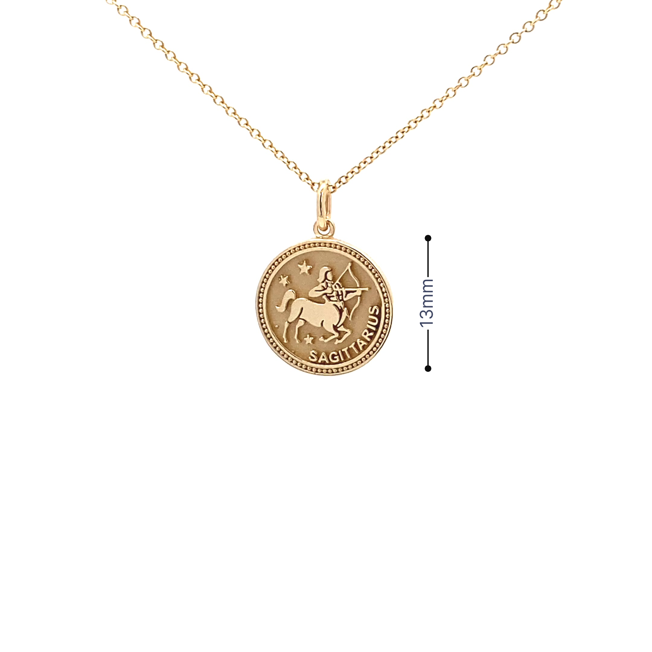 14K  Gold 13mm Zodiac Sign  Sagittarius Pendant - dagatchi.com