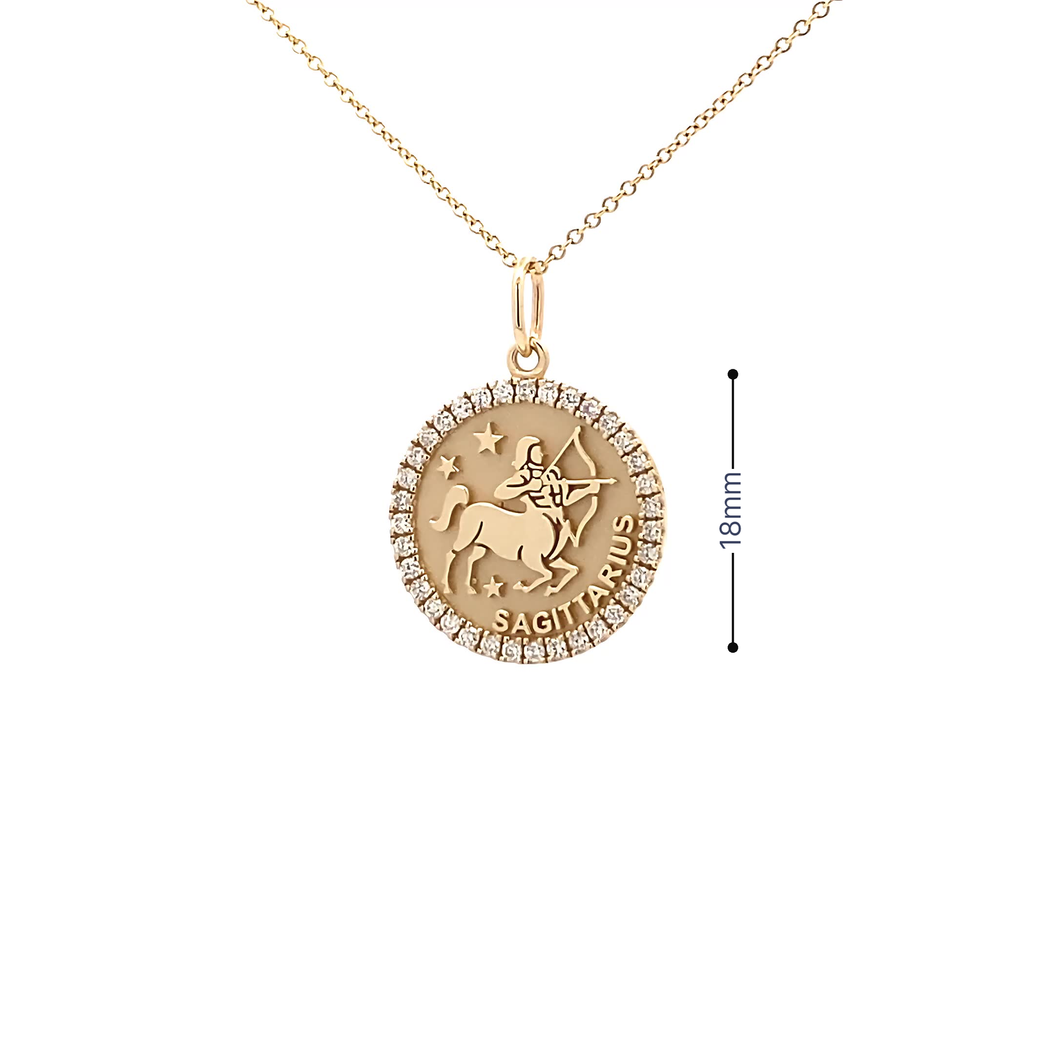 14K Gold 18mm Zodiac Sign Sagittarius  Diamond  Pendants(0.45ct) - dagatchi.com