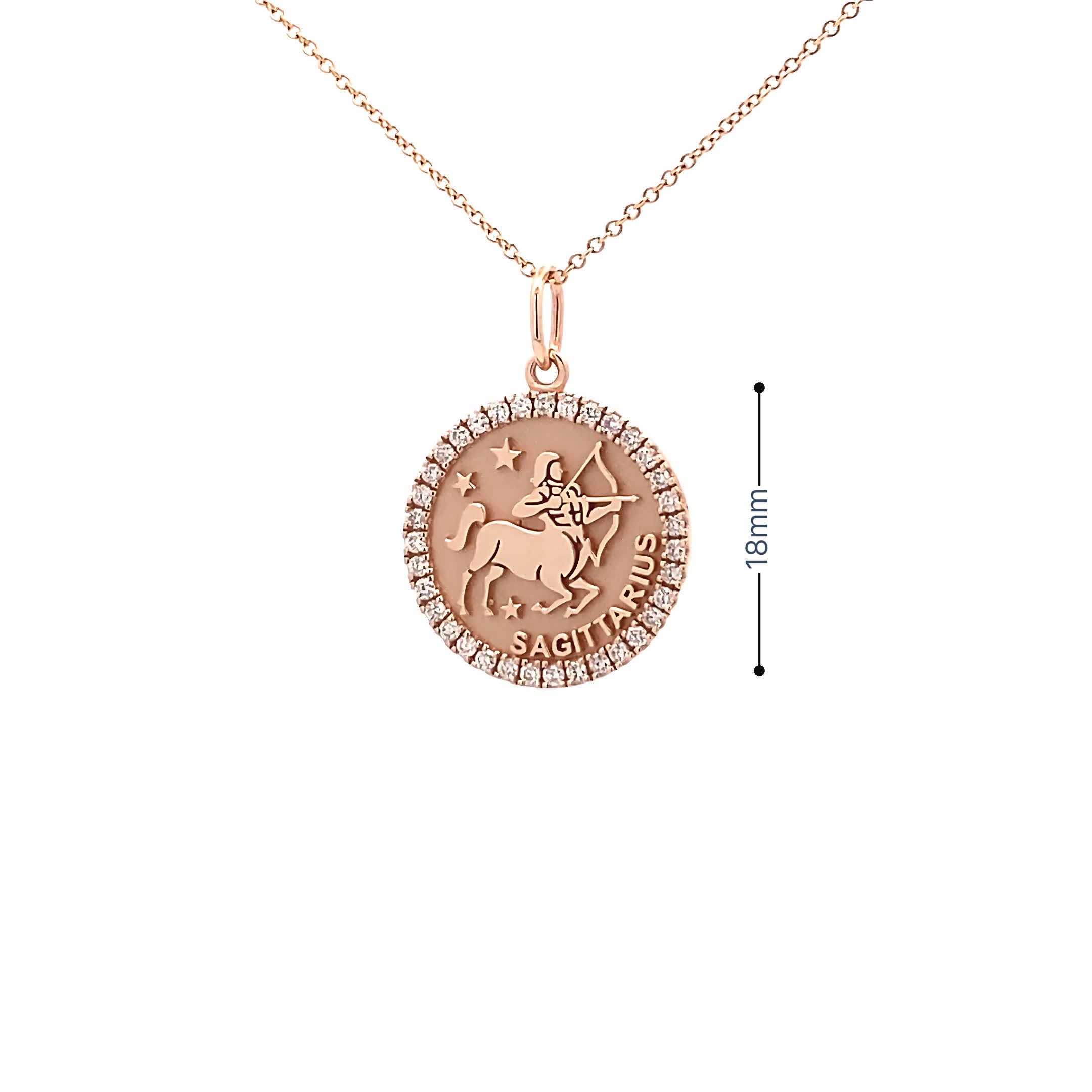 14K Gold 18mm Zodiac Sign Sagittarius  Diamond  Pendants(0.45ct) - dagatchi.com